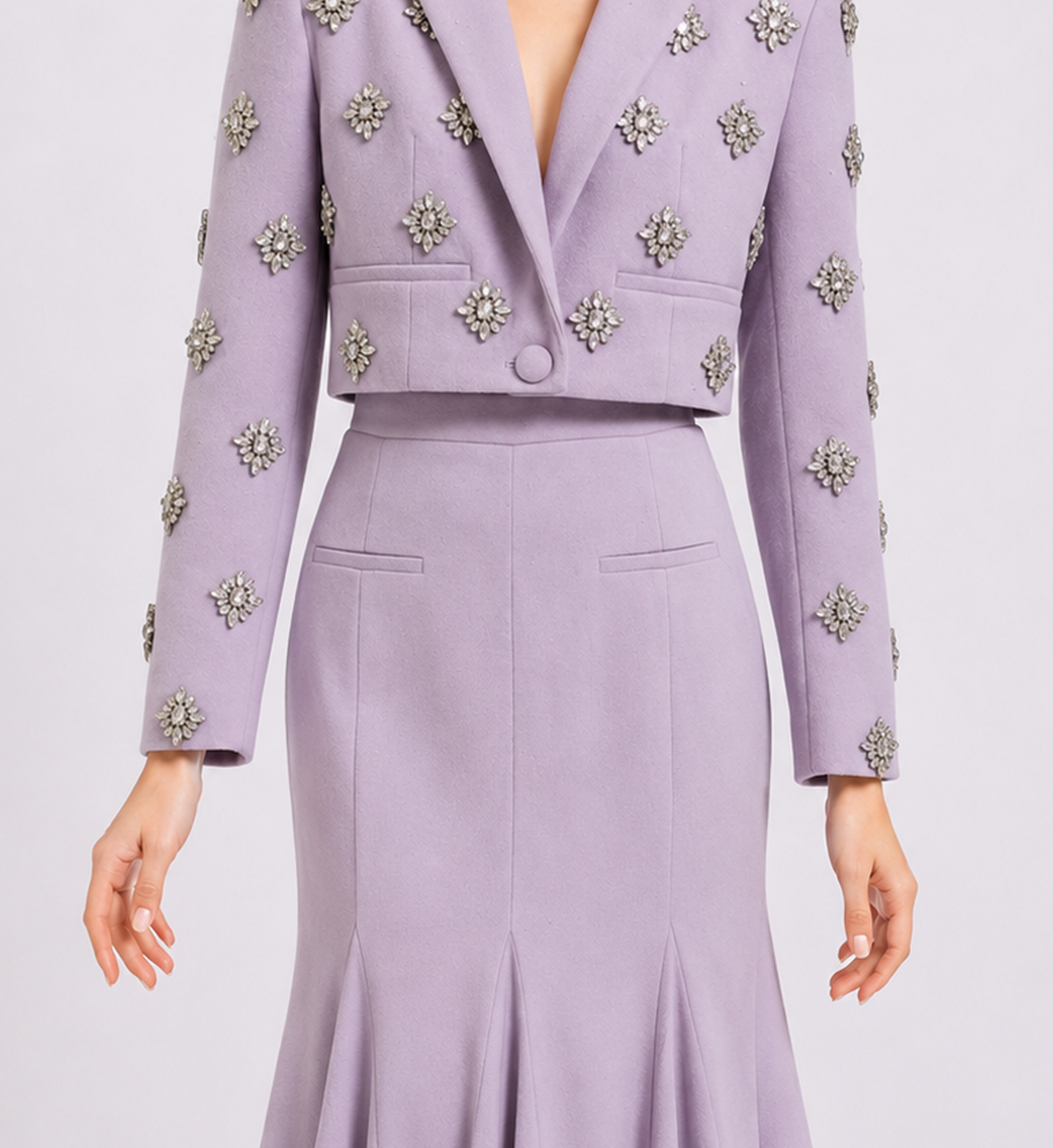 Cropped Blazer And Skirt Set