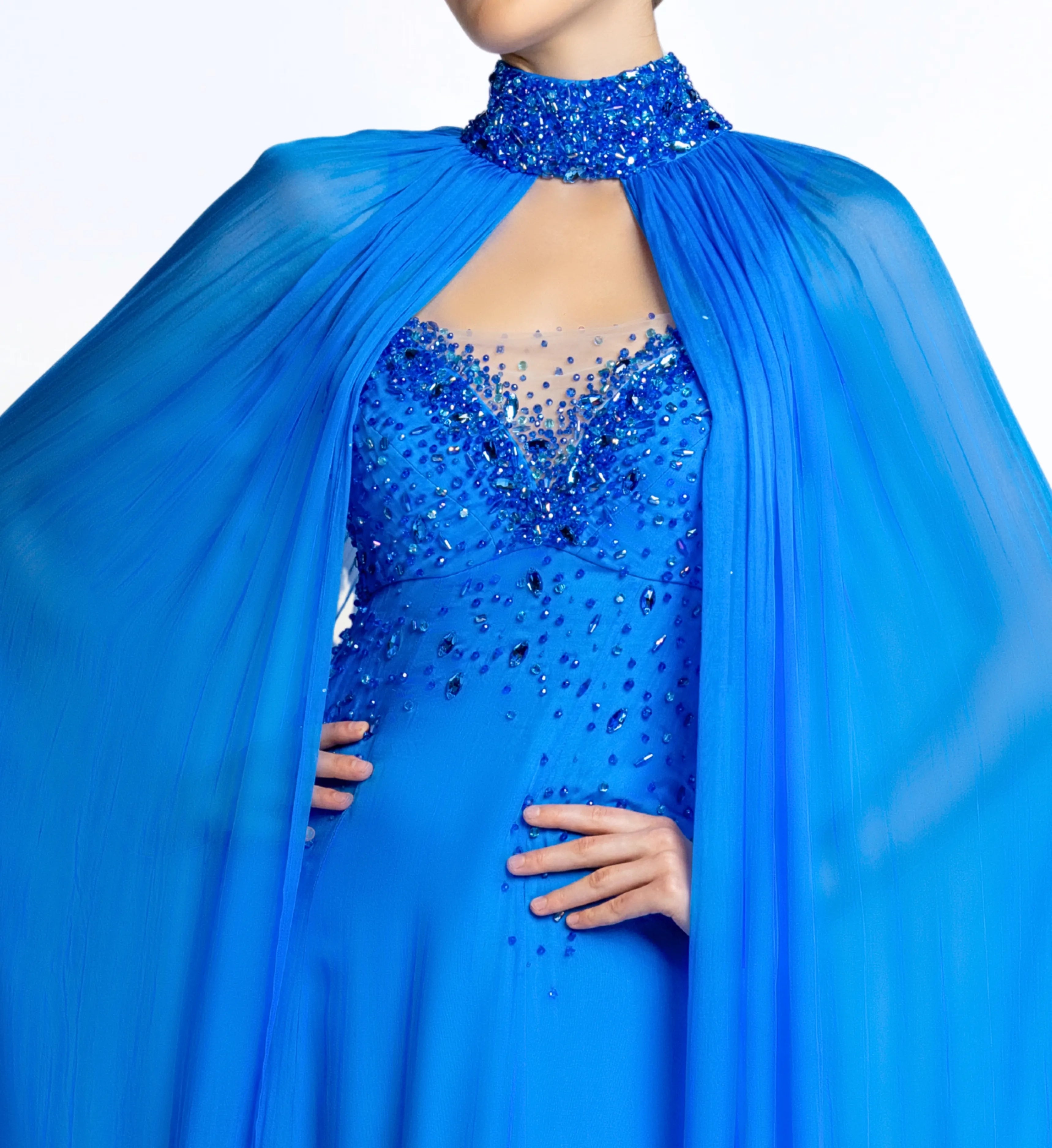 Embroidered Gored Dress – Egyptian Blue
