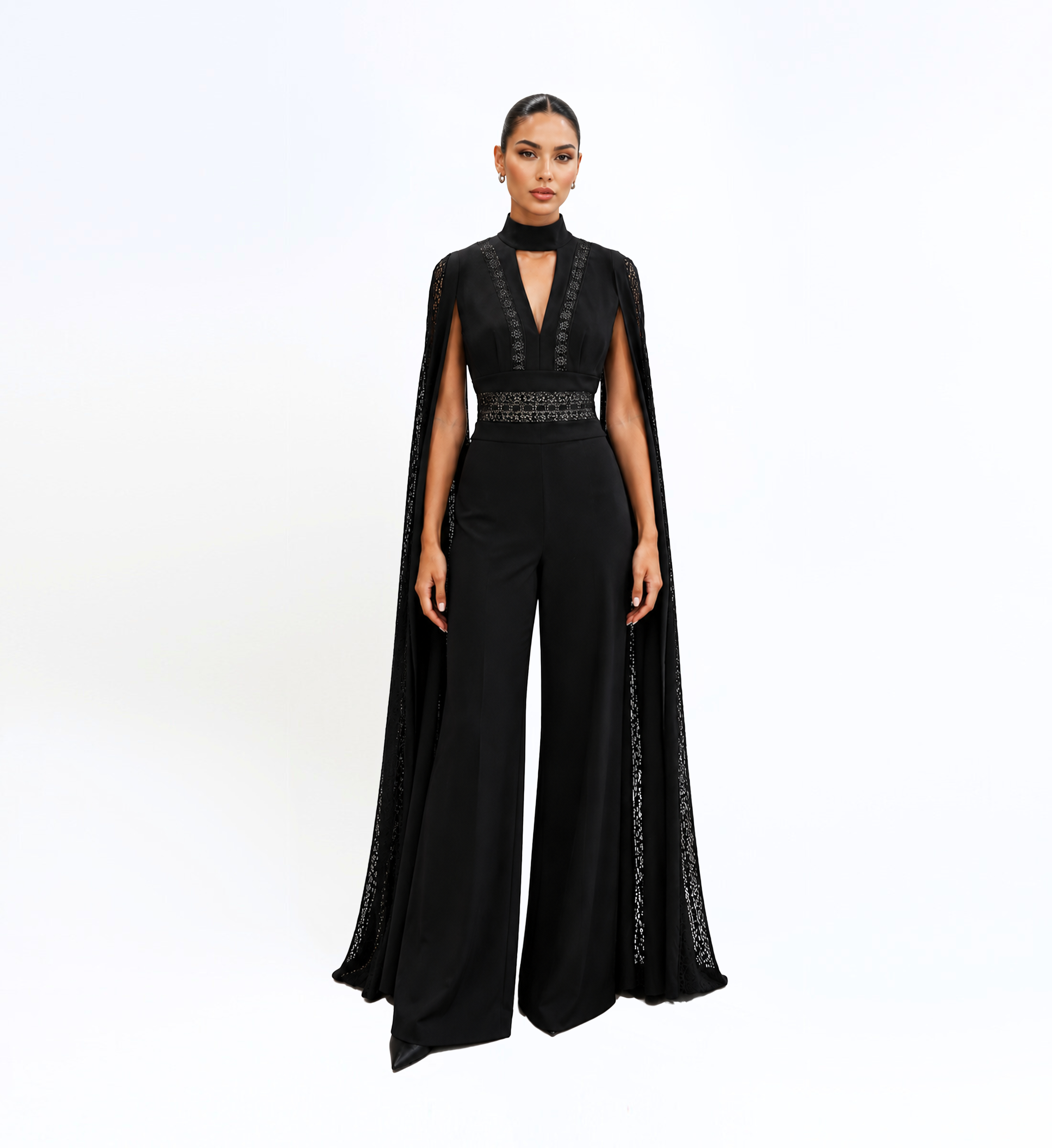 Crepe Jumpsuit With Cape