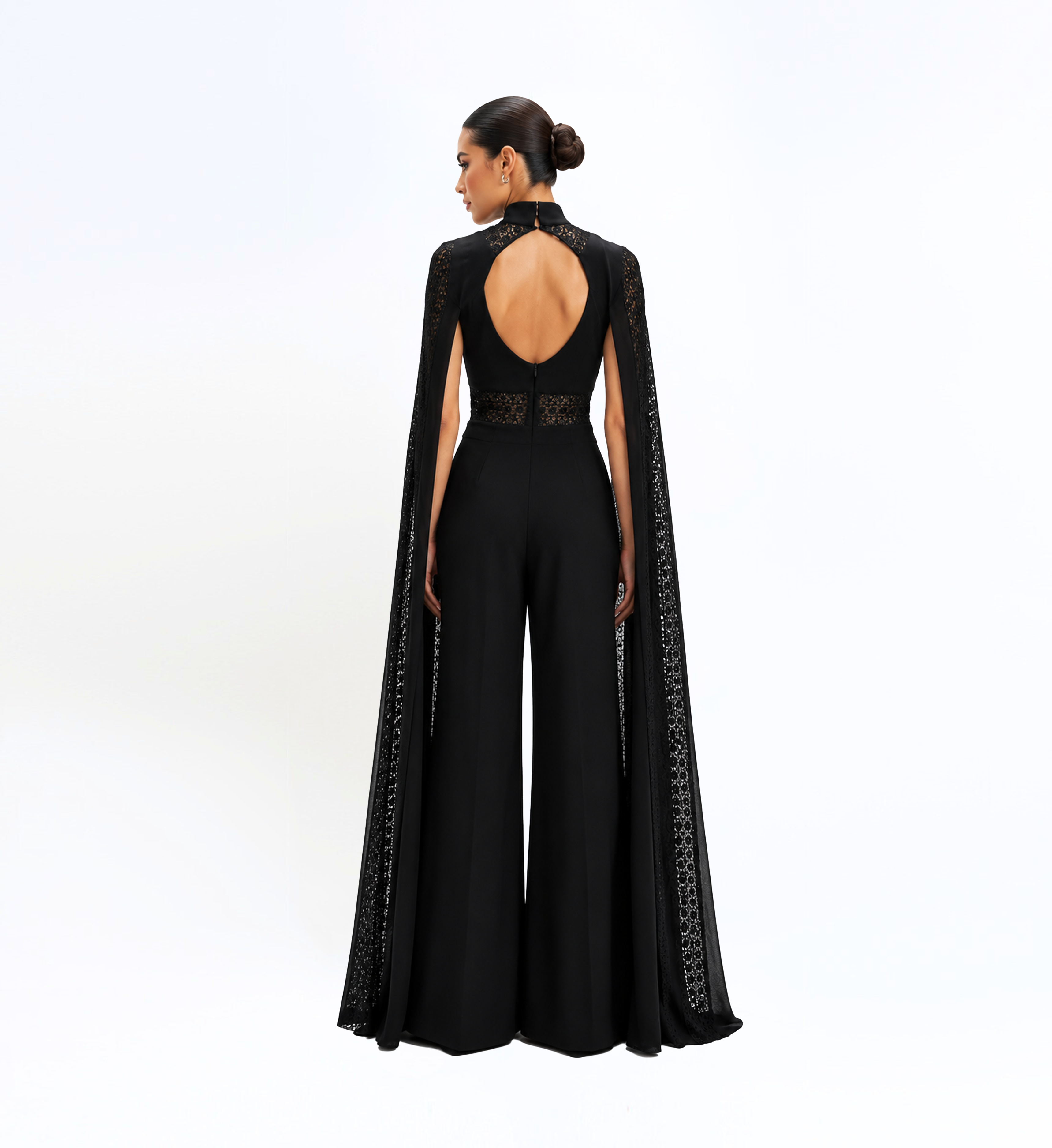 Crepe Jumpsuit With Cape