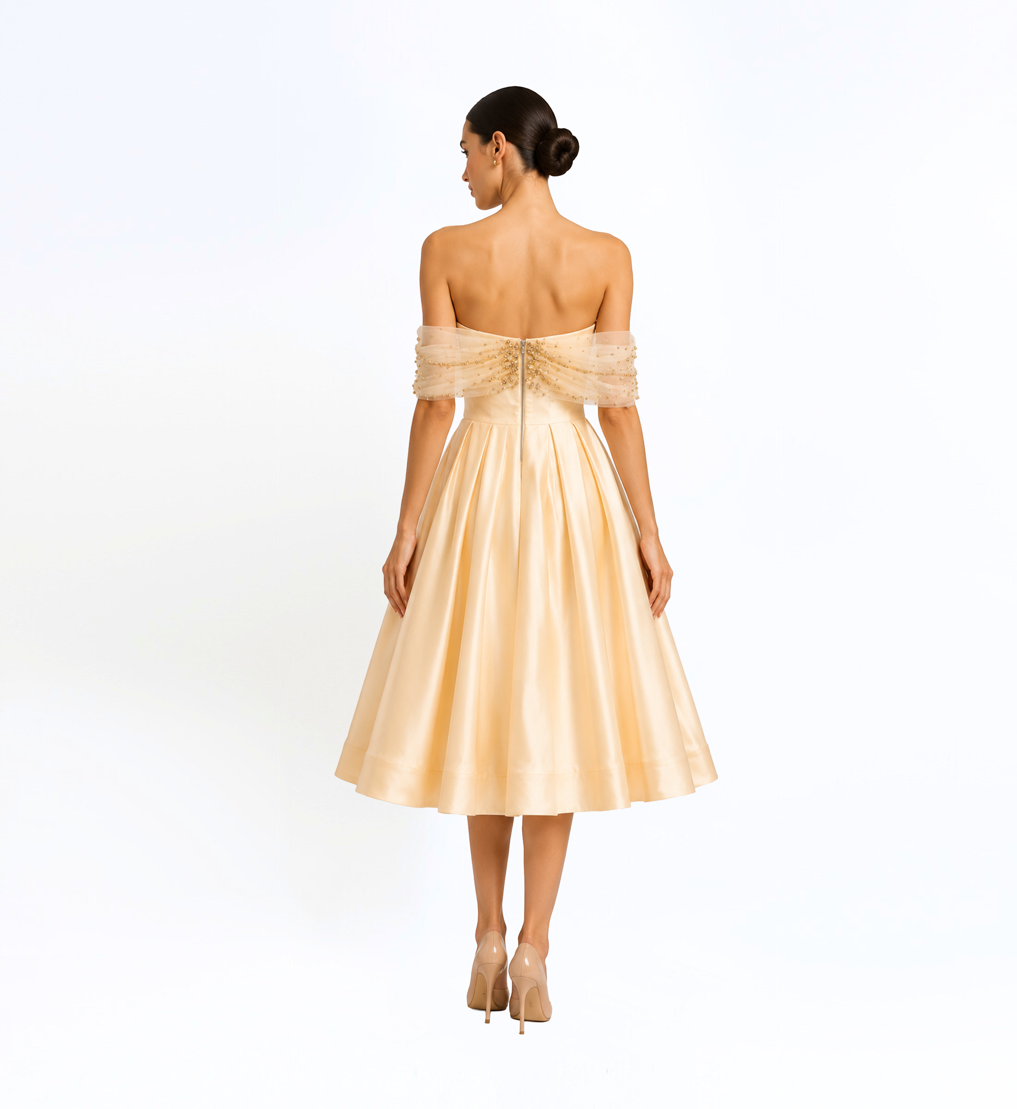 Embroidered Off-Shoulder Midi Dress