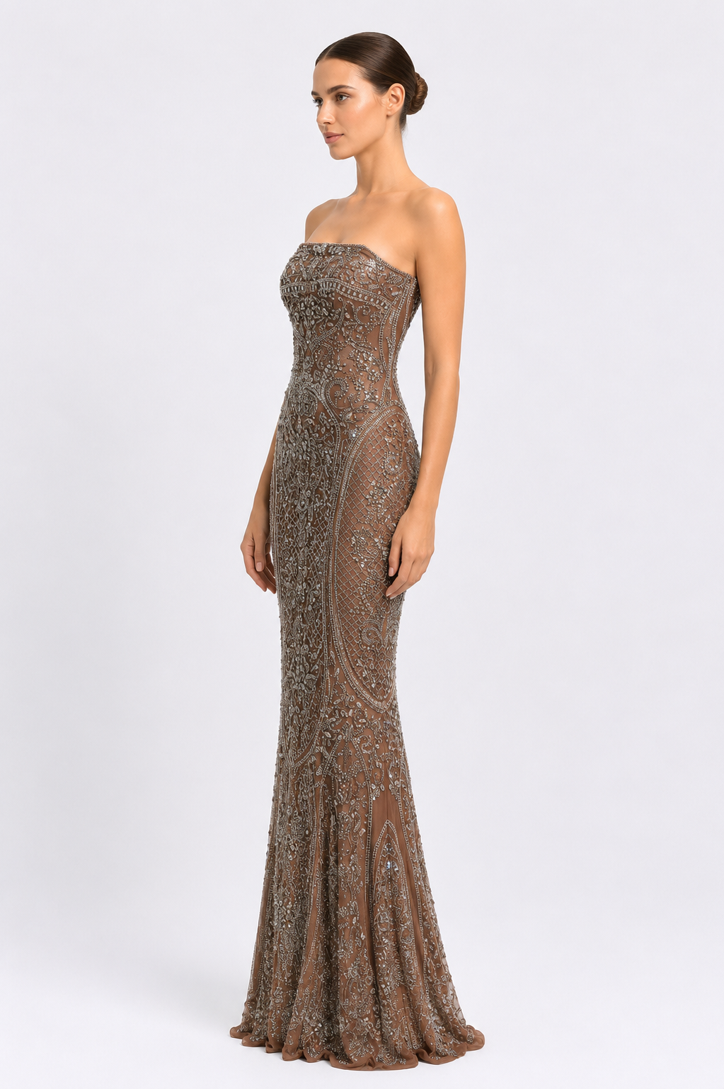 Fully Beaded Long Dress
