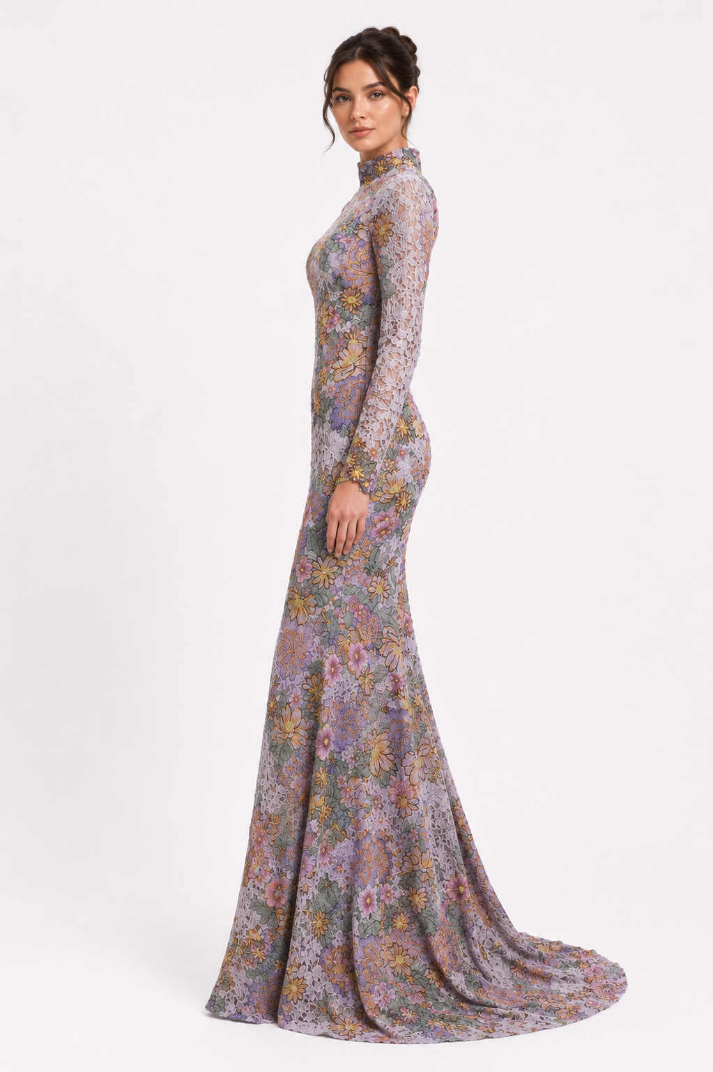 Longsleeves Thread Embroidered Gown