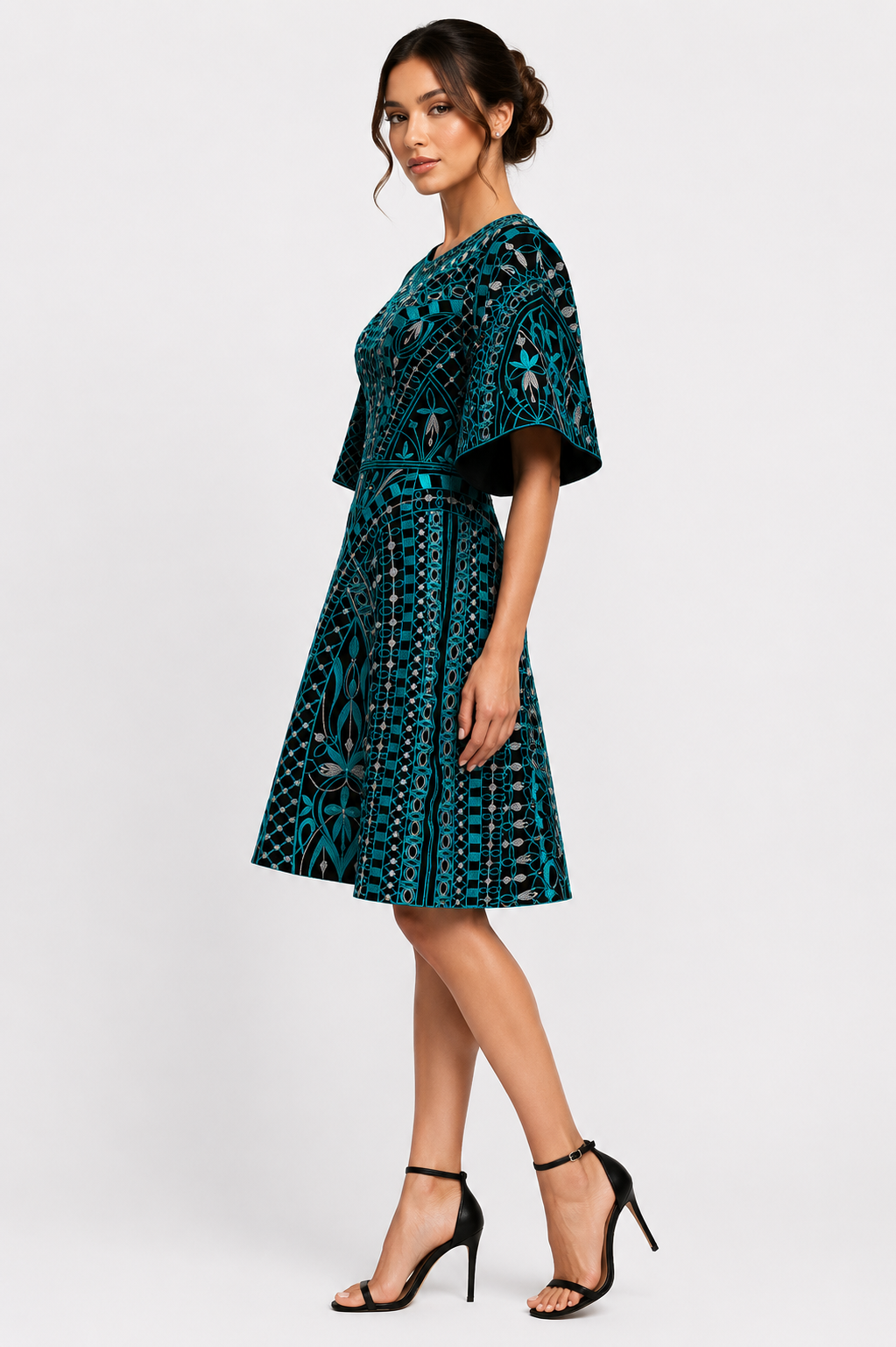 Thread Embroidered Midi Dress
