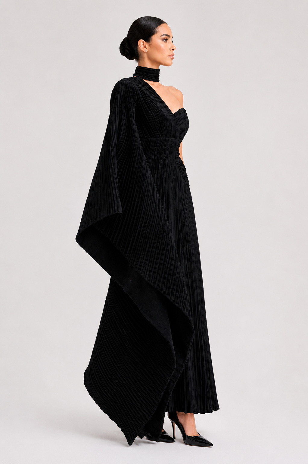 Pleated Satin Jumpsuit