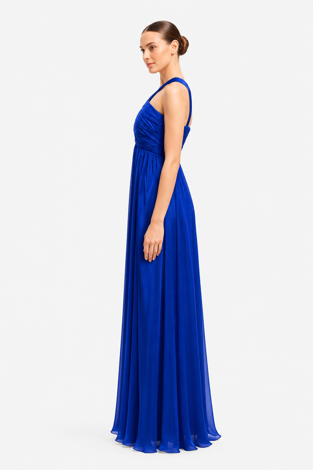 Halter Neck Shirred Long Dress