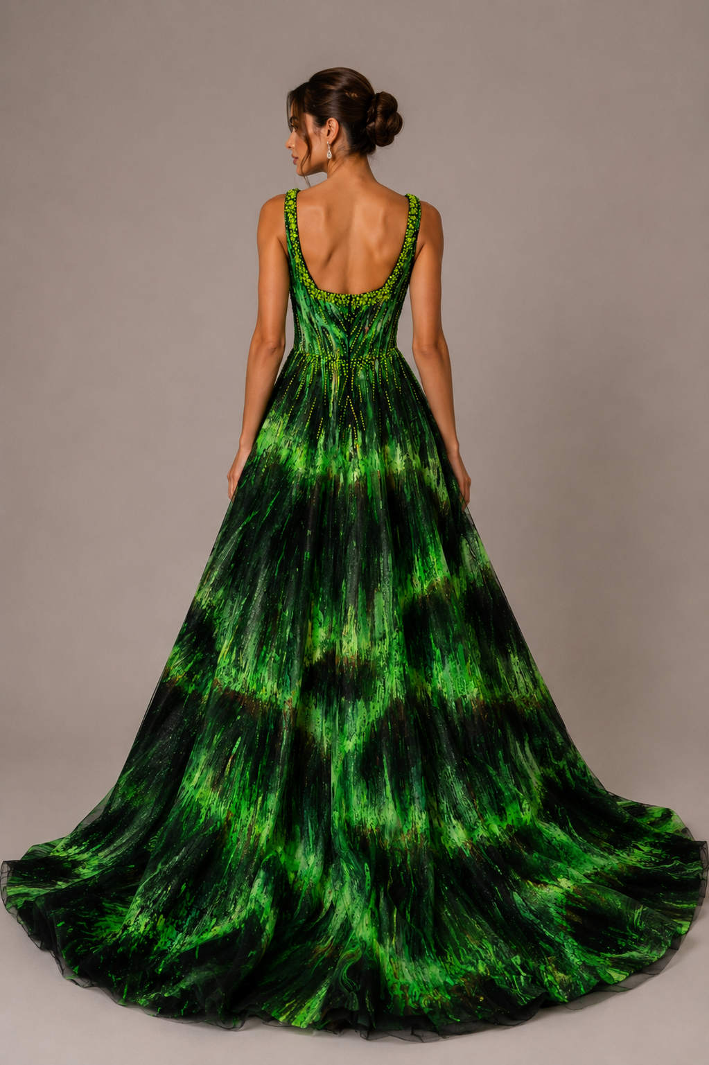 EMERALD ABSTRACT BALL GOWN