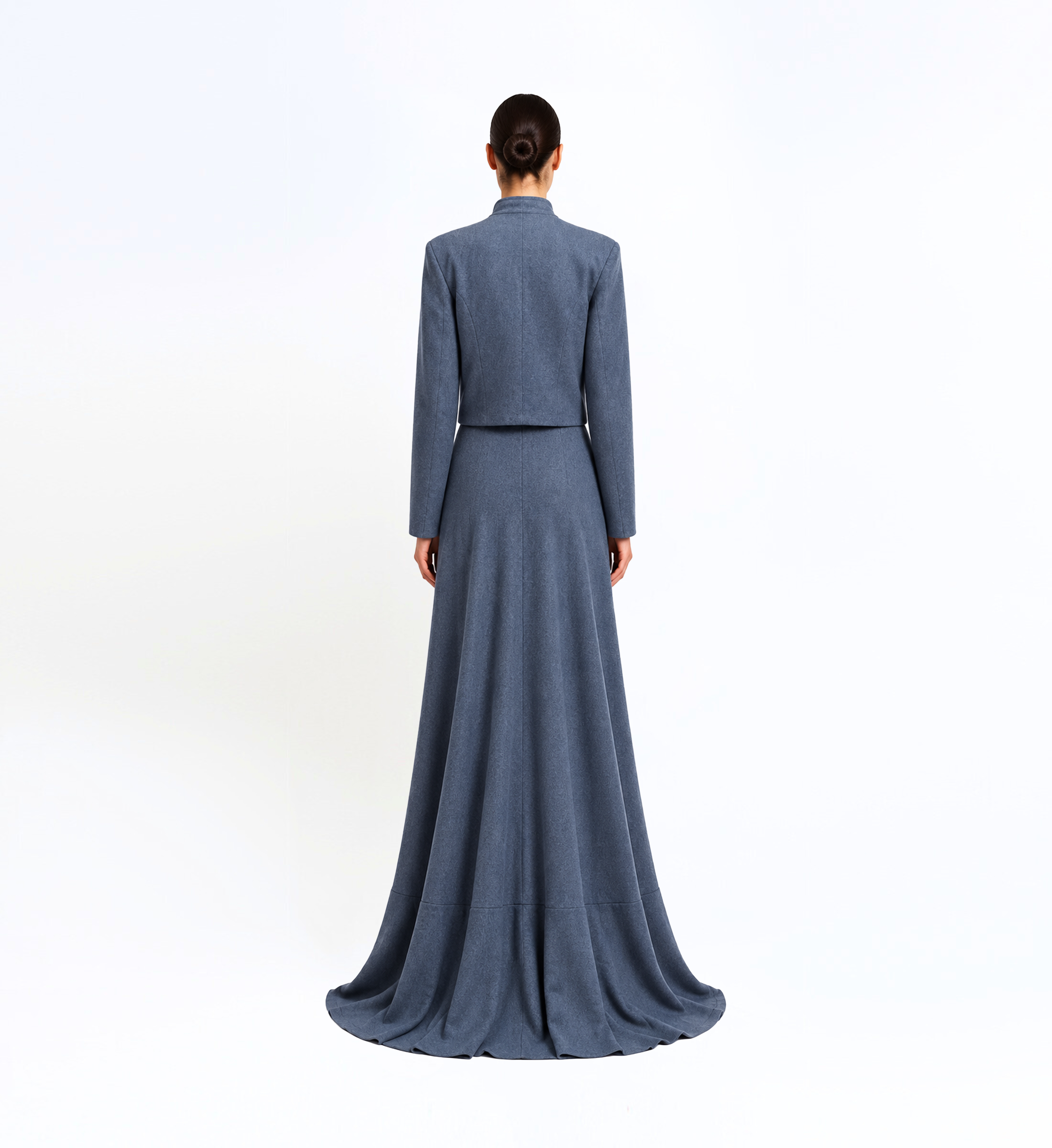 Beaded Wool Blazer And Skirt Set