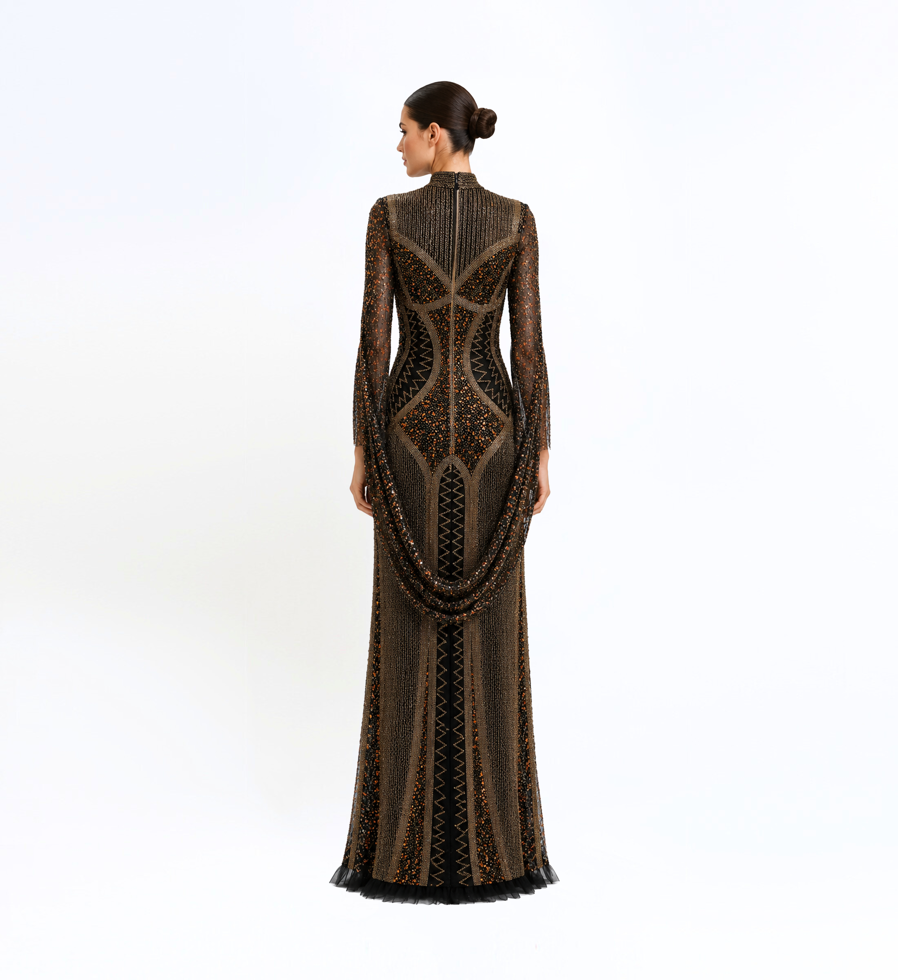 Beaded Tulle Long Dress