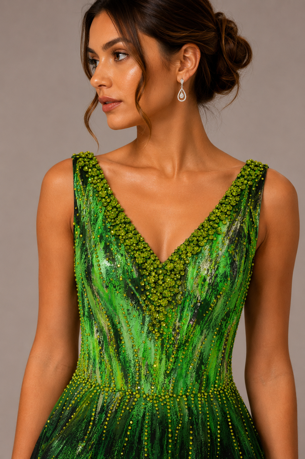 EMERALD ABSTRACT BALL GOWN