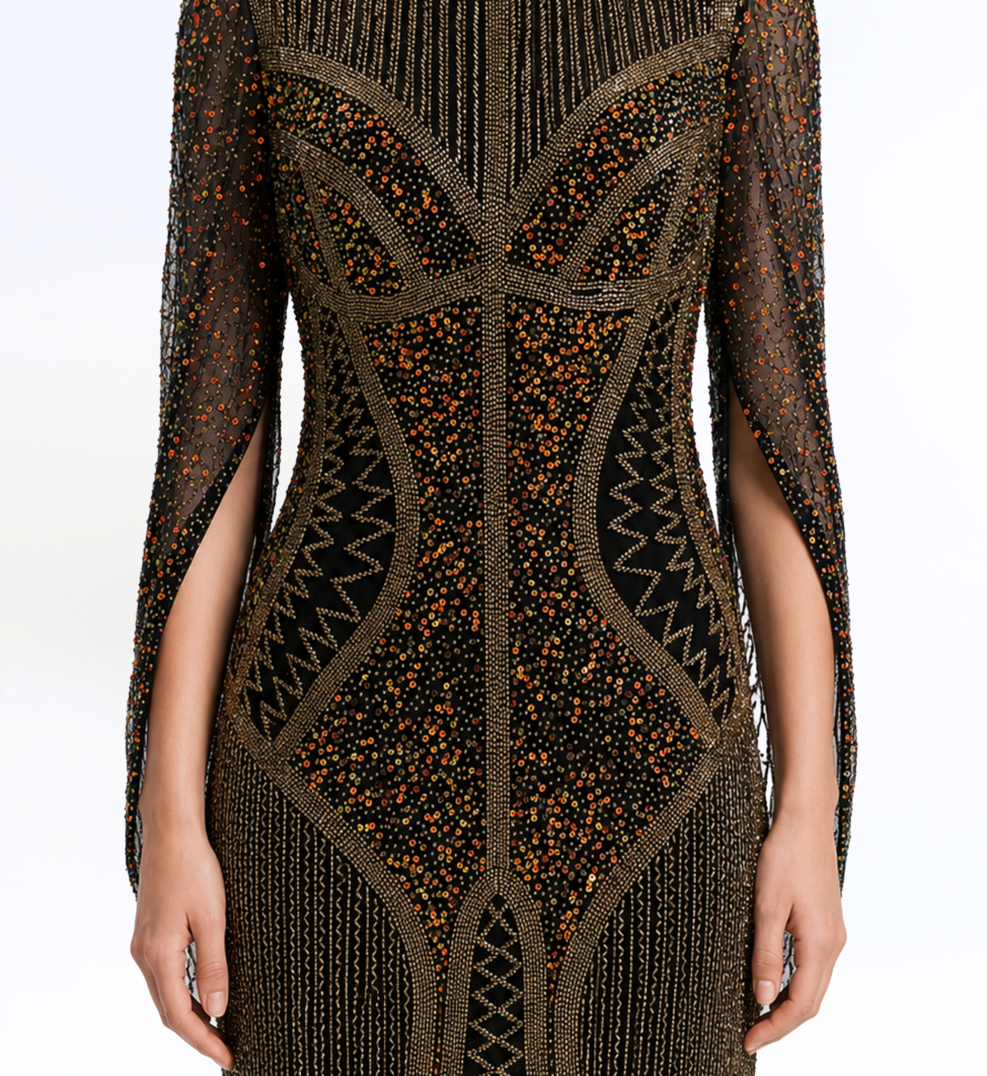 Beaded Tulle Long Dress