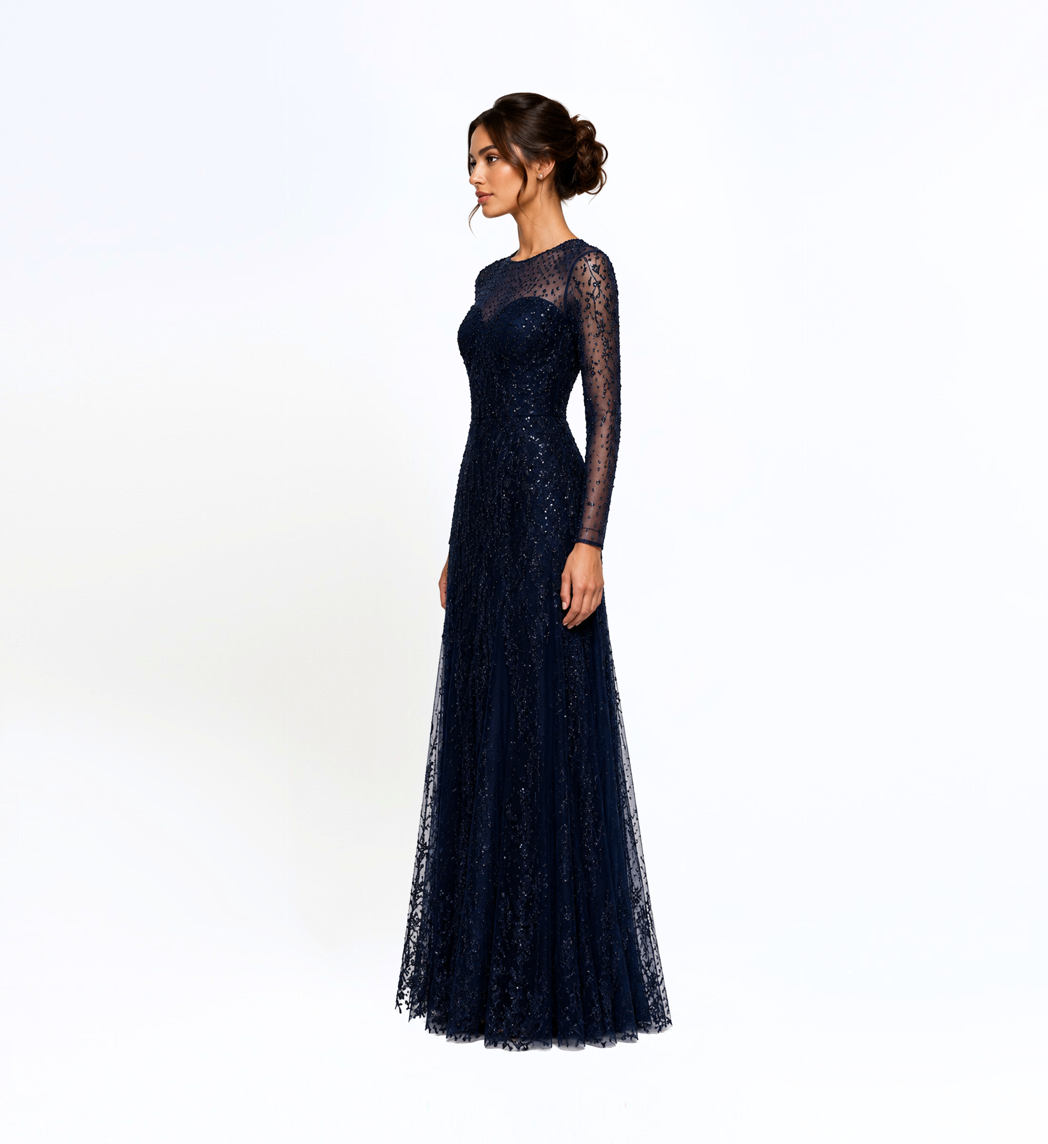 Sequin Embroidered Long Dress