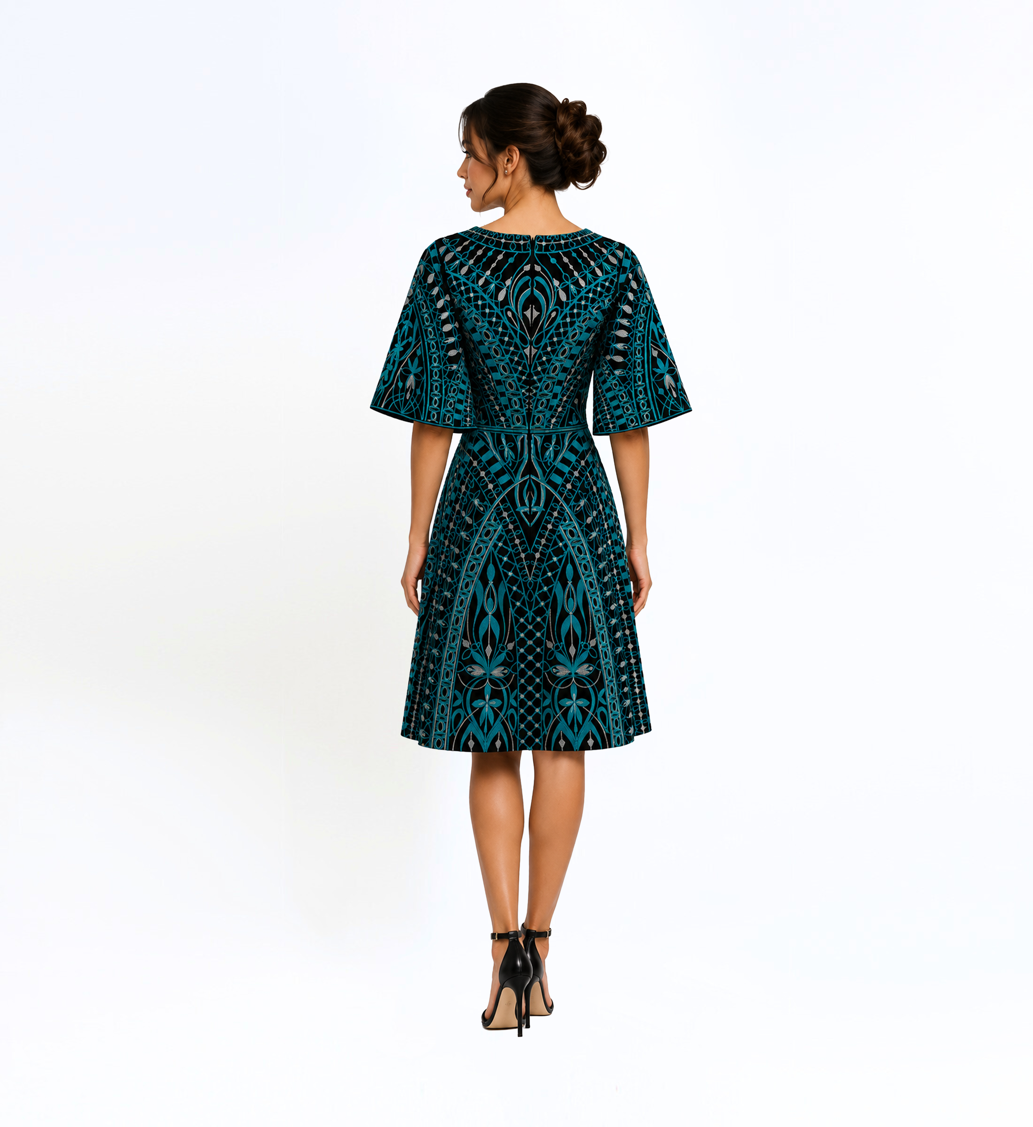 Thread Embroidered Midi Dress