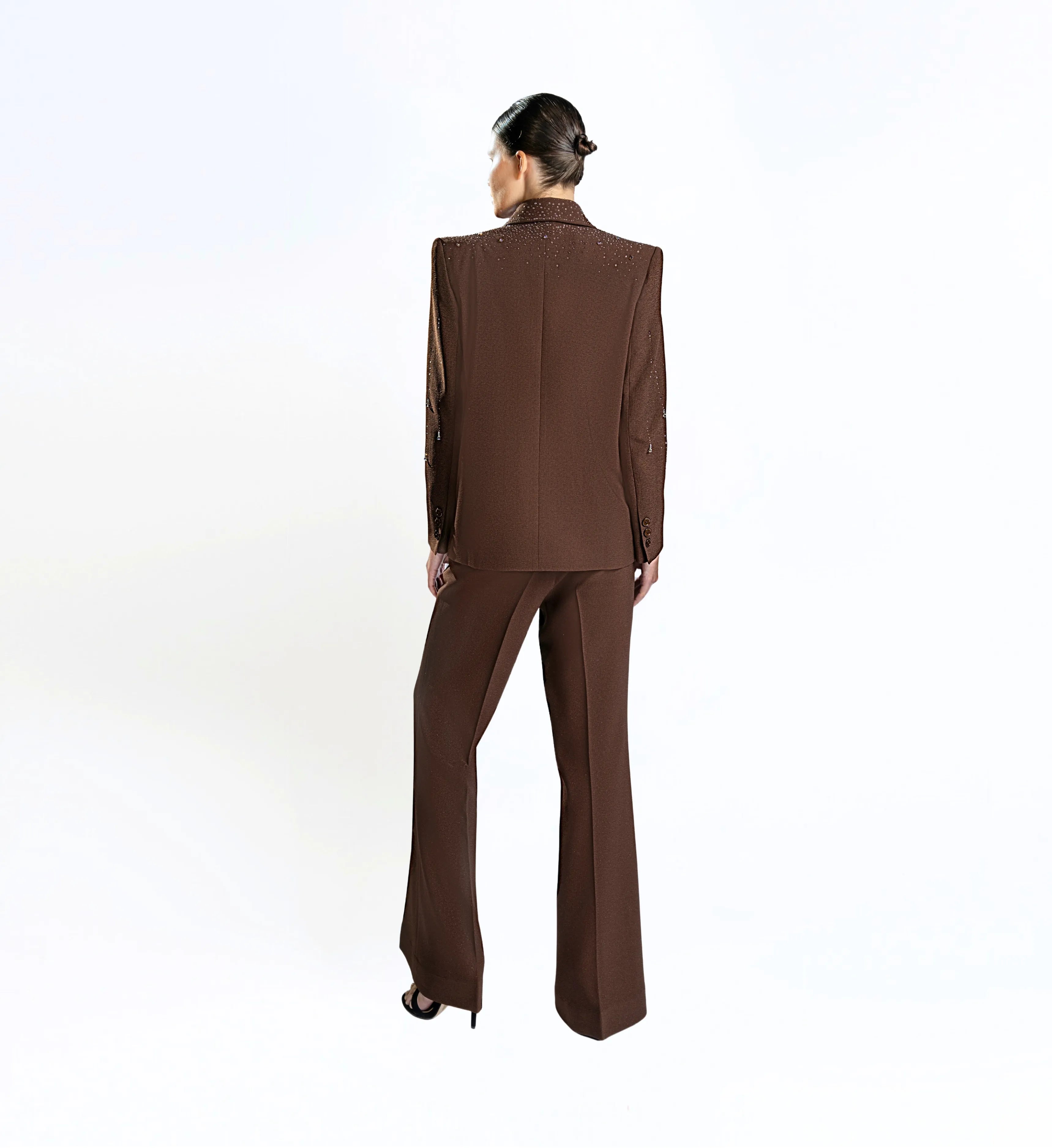 Beaded Ladies Blazer – Mocha Mousse