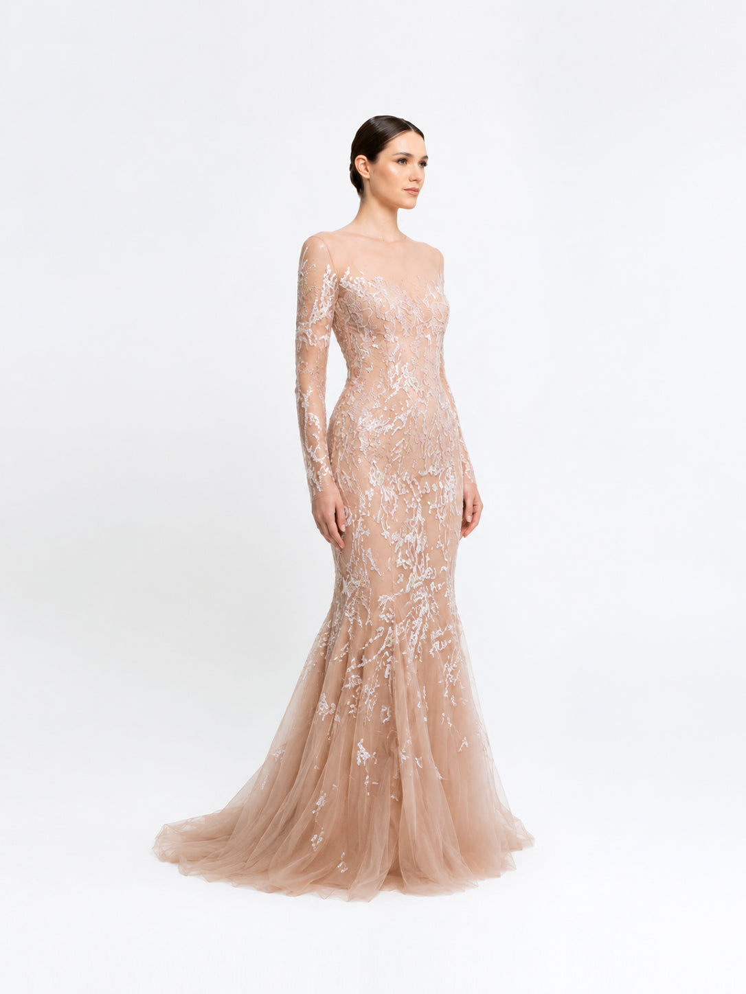 SEQUIN EMBROIDERED MERMAID CUT GOWN