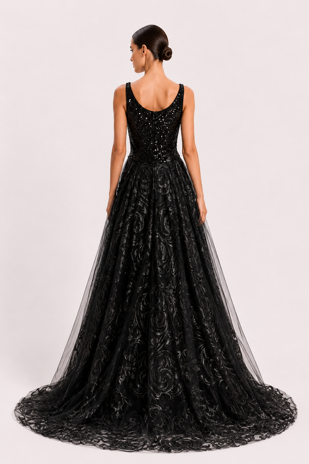 Thread Embroidered Ball Gown
