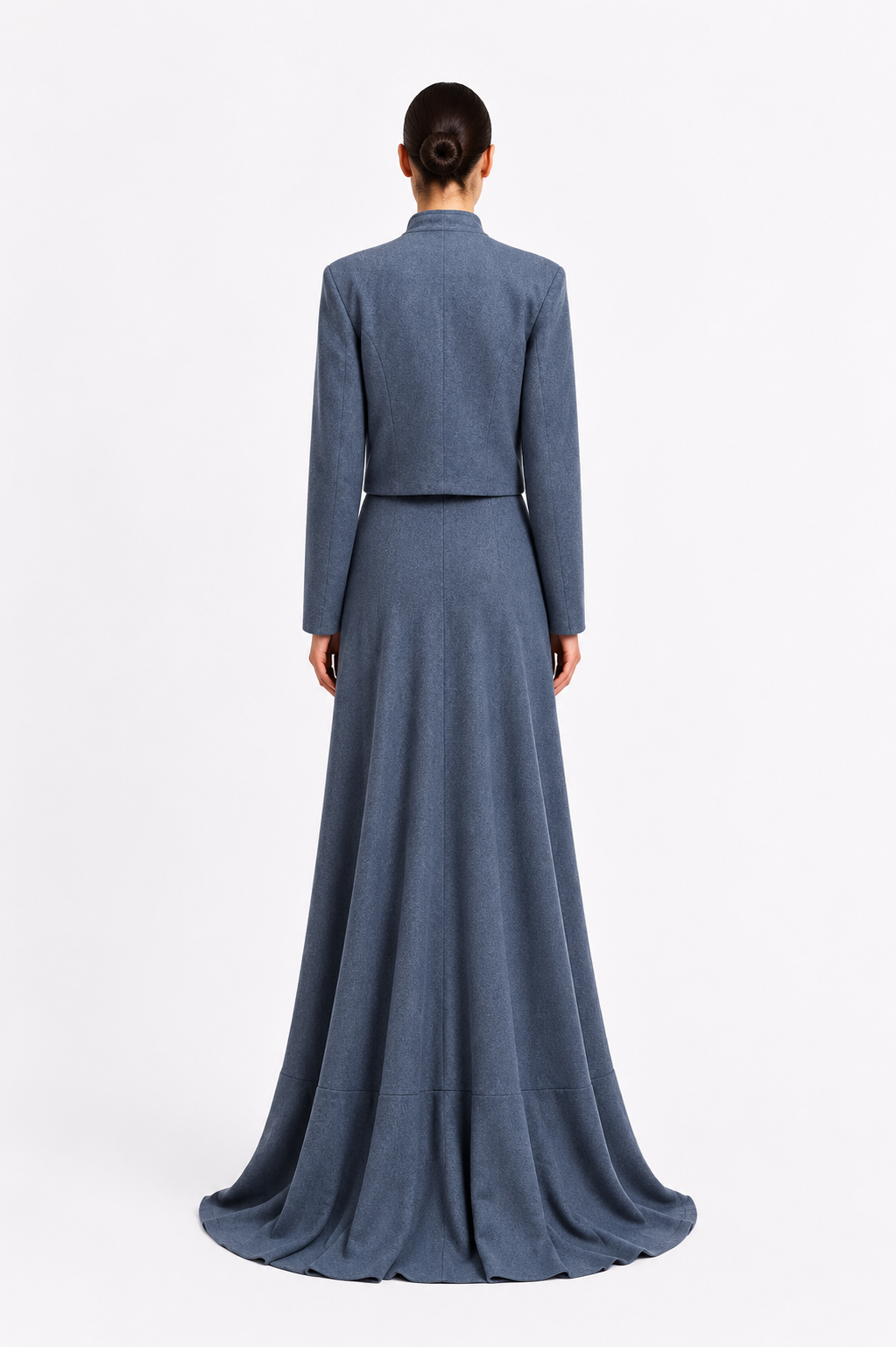 Beaed Wool Blazer And Skirt Set