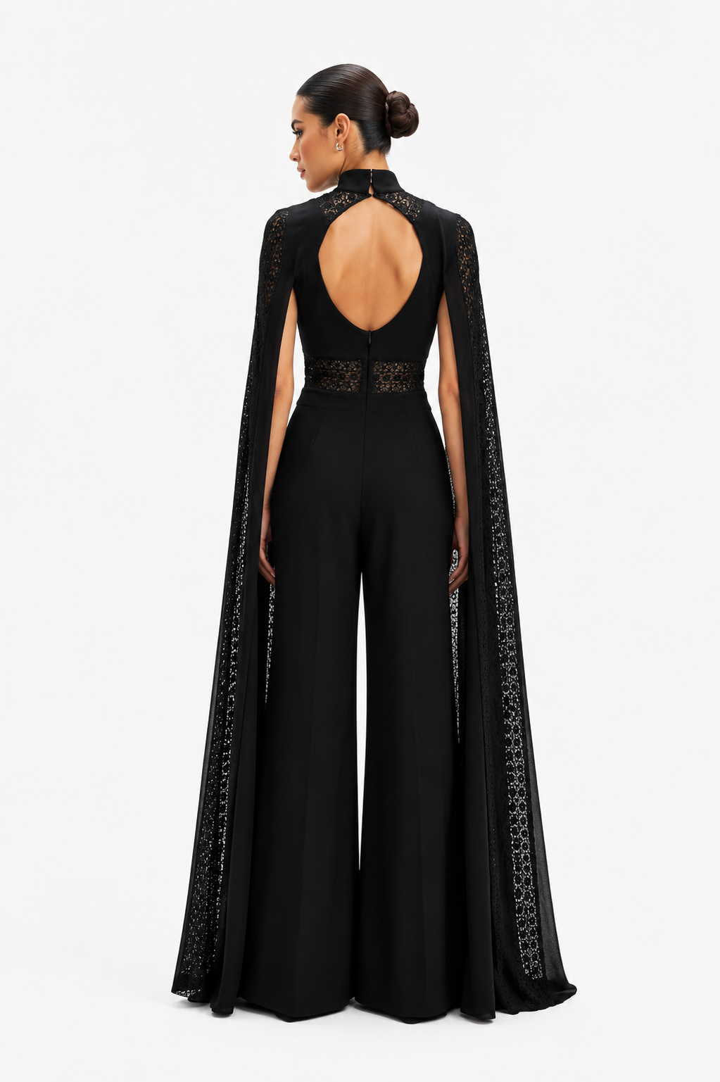 Crepe Jumpsuit With Cape