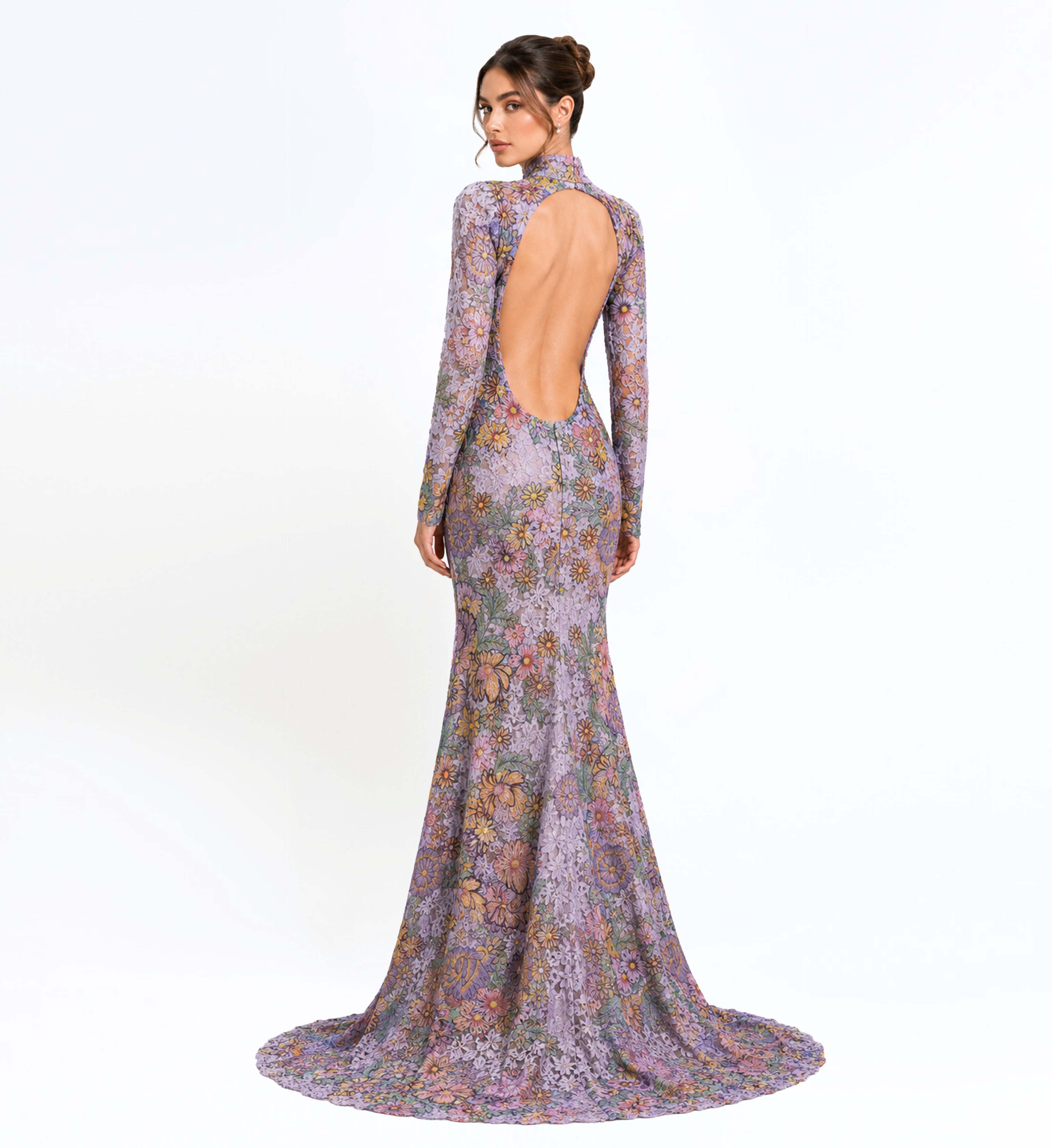 Longsleeves Thread Embroidered Gown