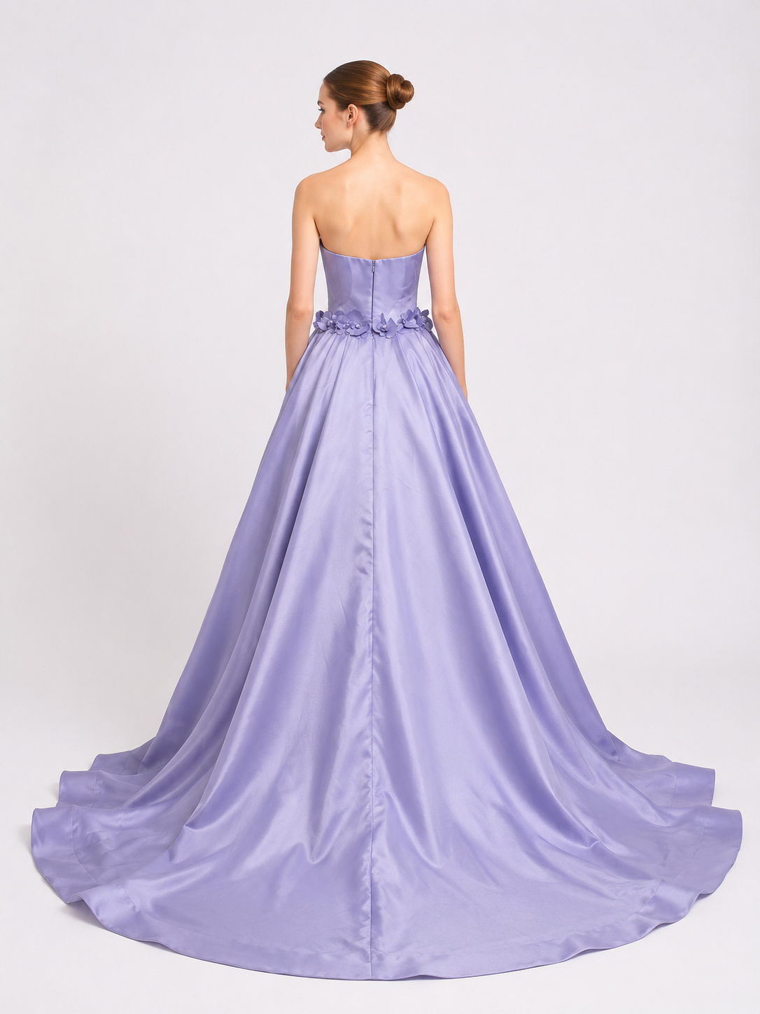 Mikado Silk Long Dress With Train