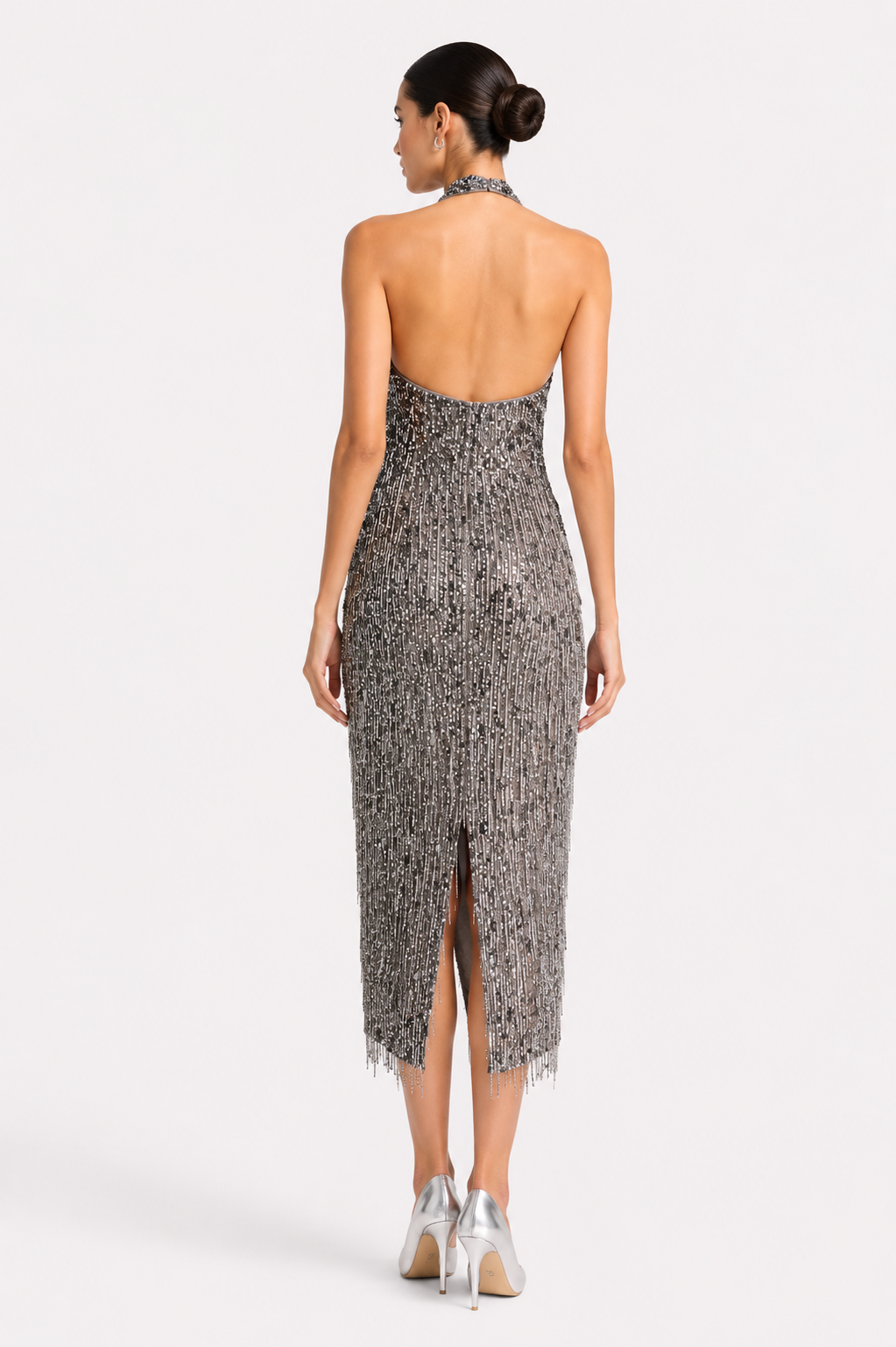 Halter Beaded Midi Dress