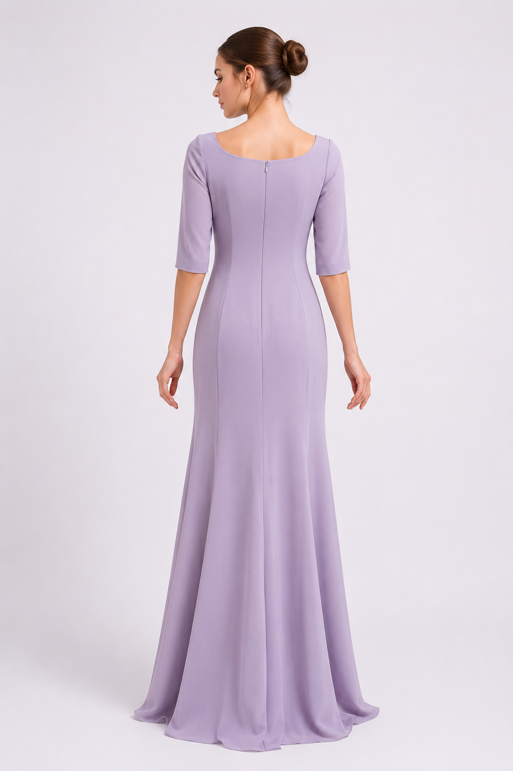 Crepe Embroidered Applique Long Dress