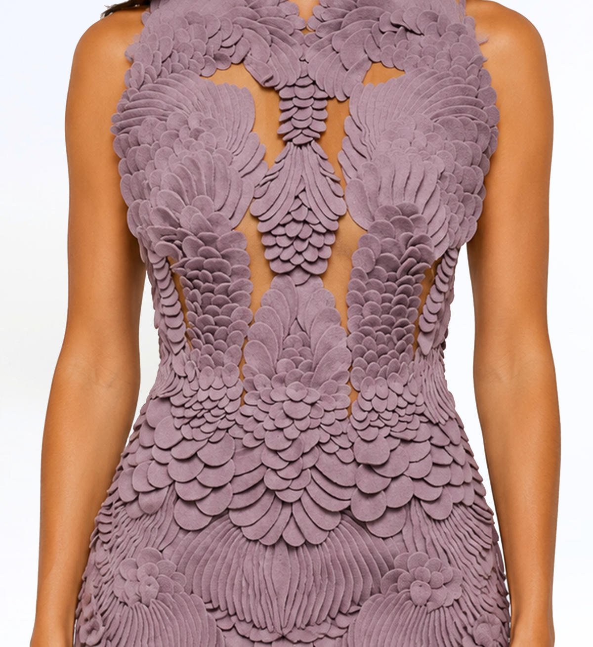 LASER CUT WOOL MINI DRESS