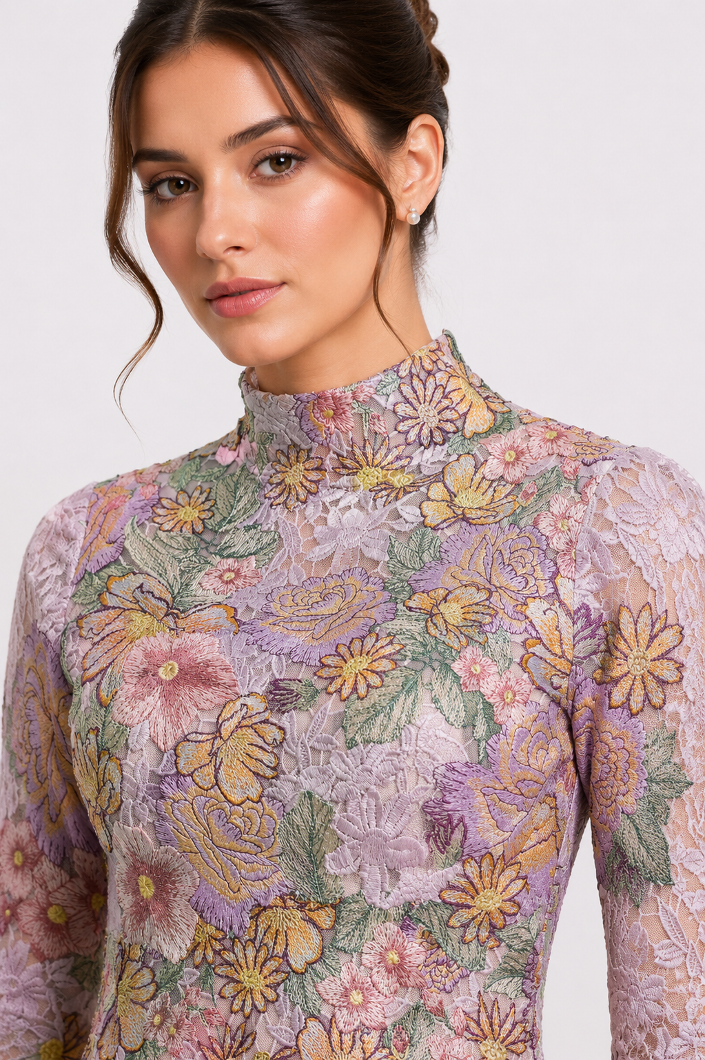 Longsleeves Thread Embroidered Gown
