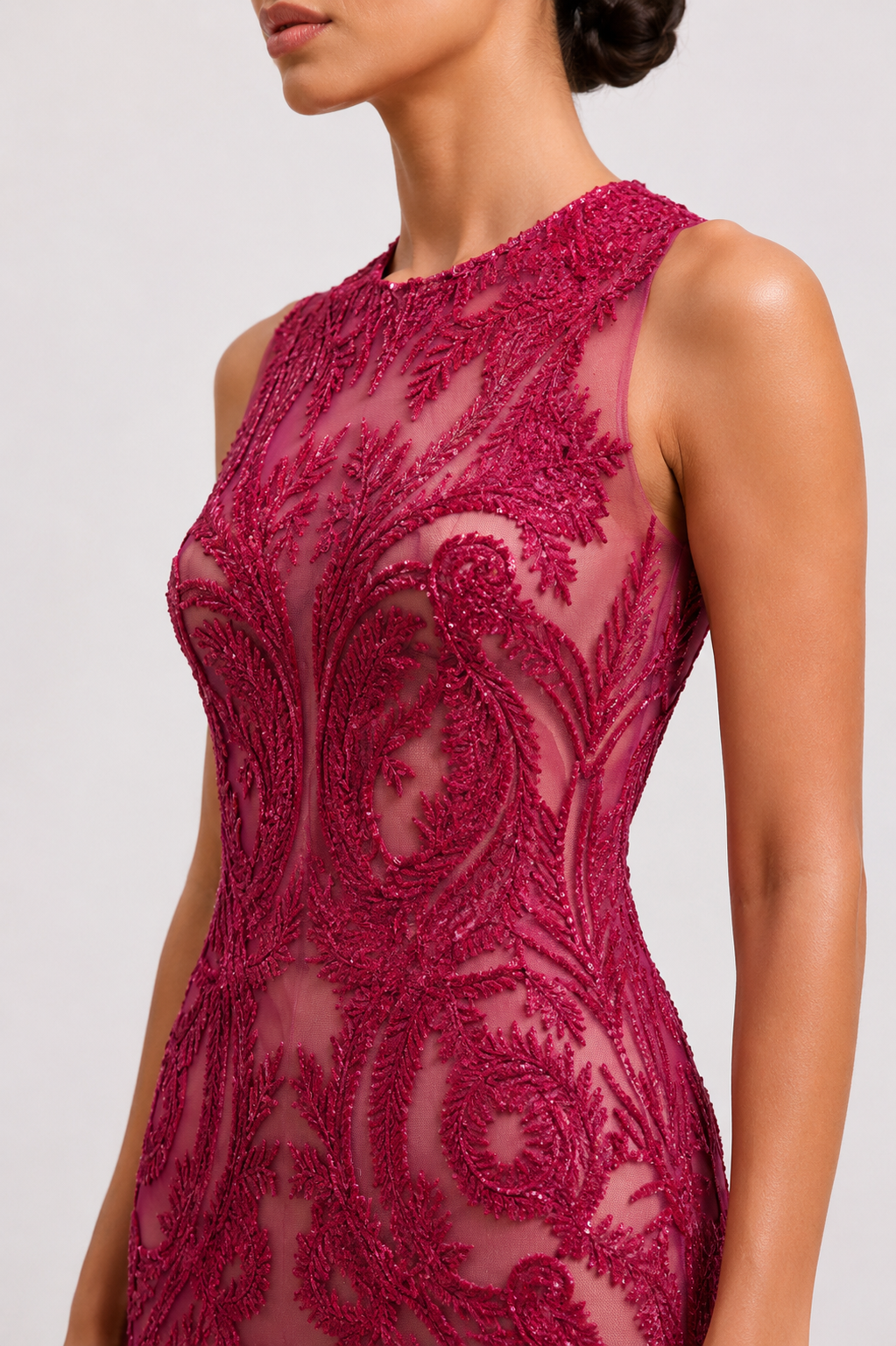 Embroidered Sleeveless Mini Dress
