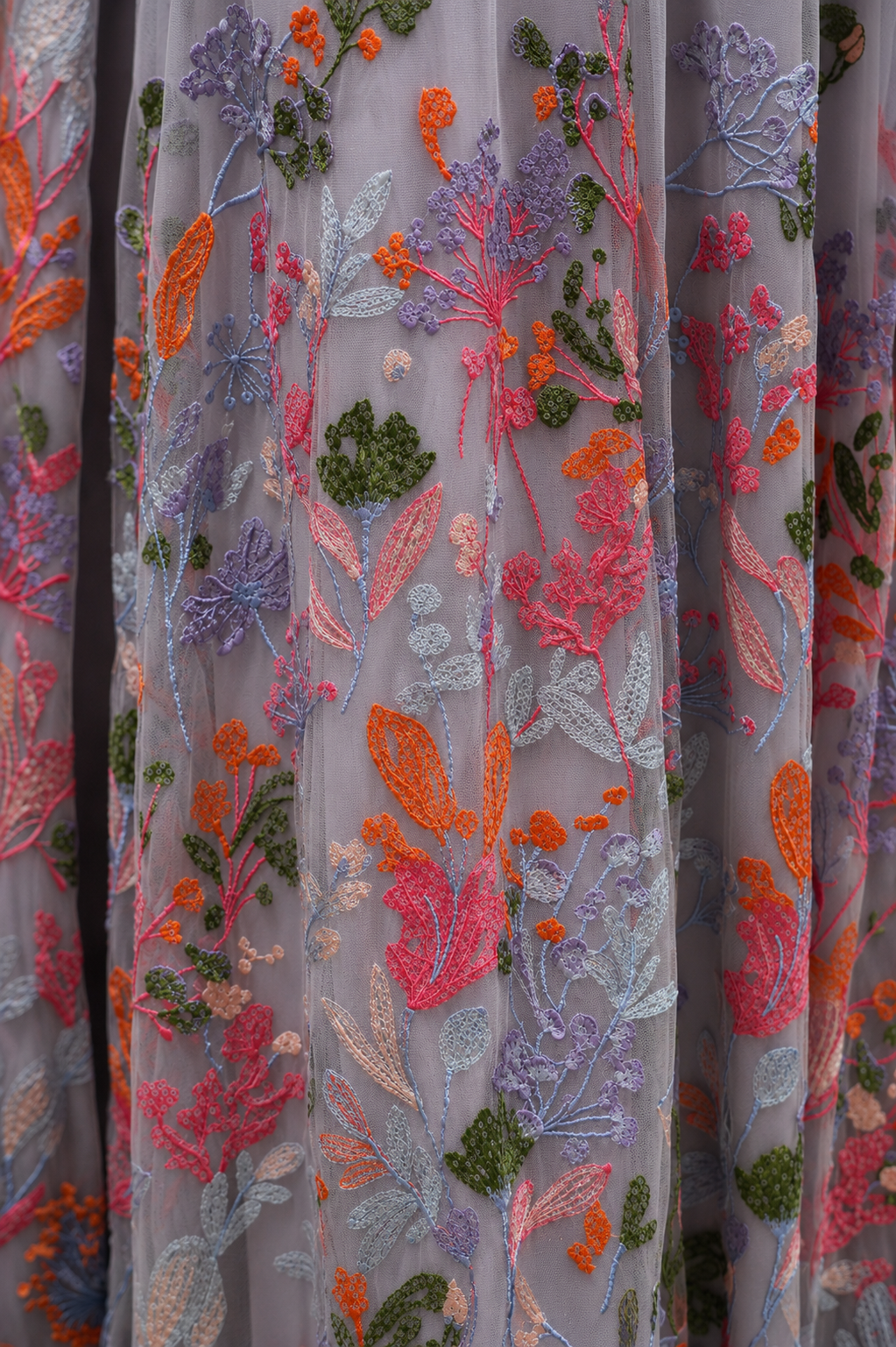 Crepe Embroidered Long Dress