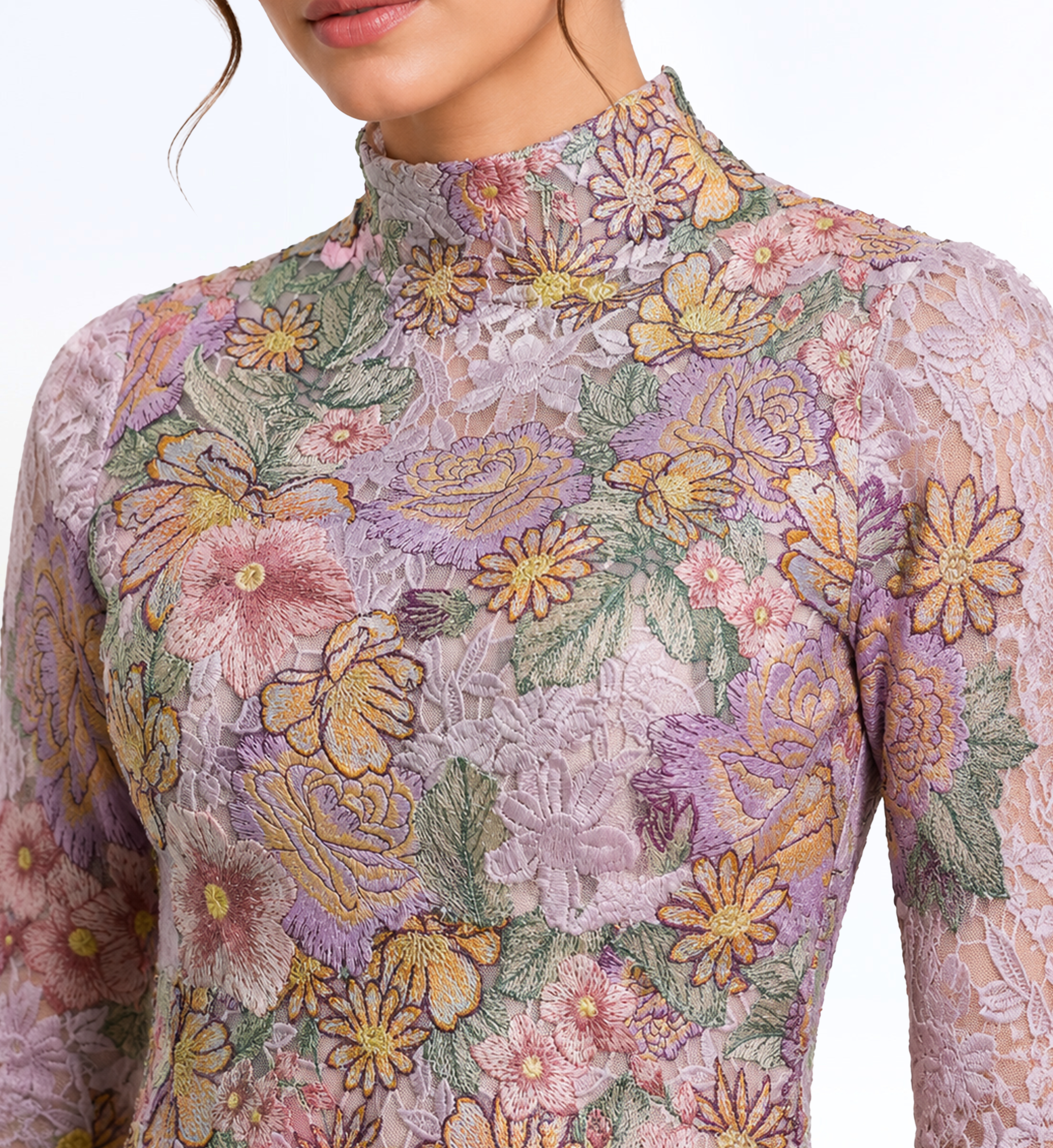 Longsleeves Thread Embroidered Gown