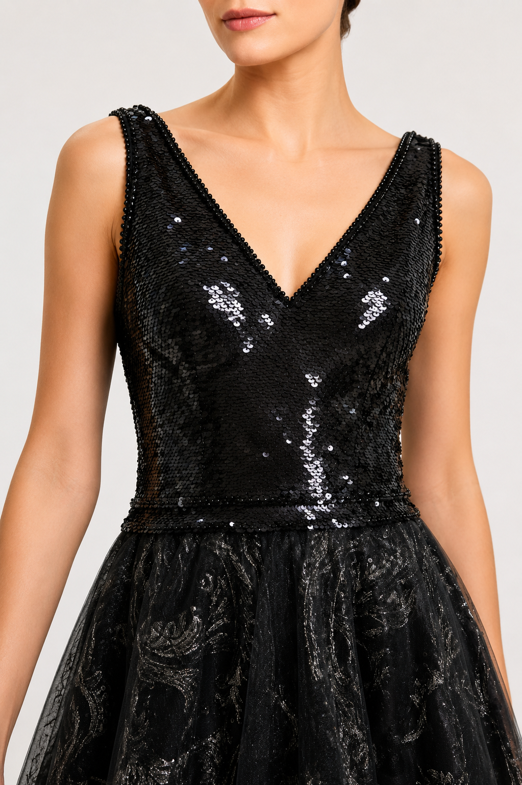 Thread Embroidered Ball Gown