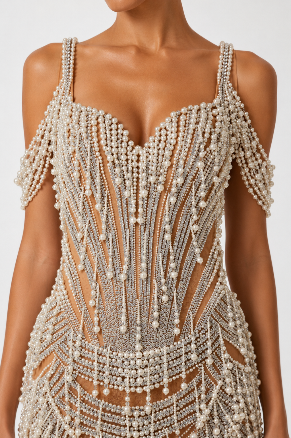 PEARL FRINGE MINI DRESS