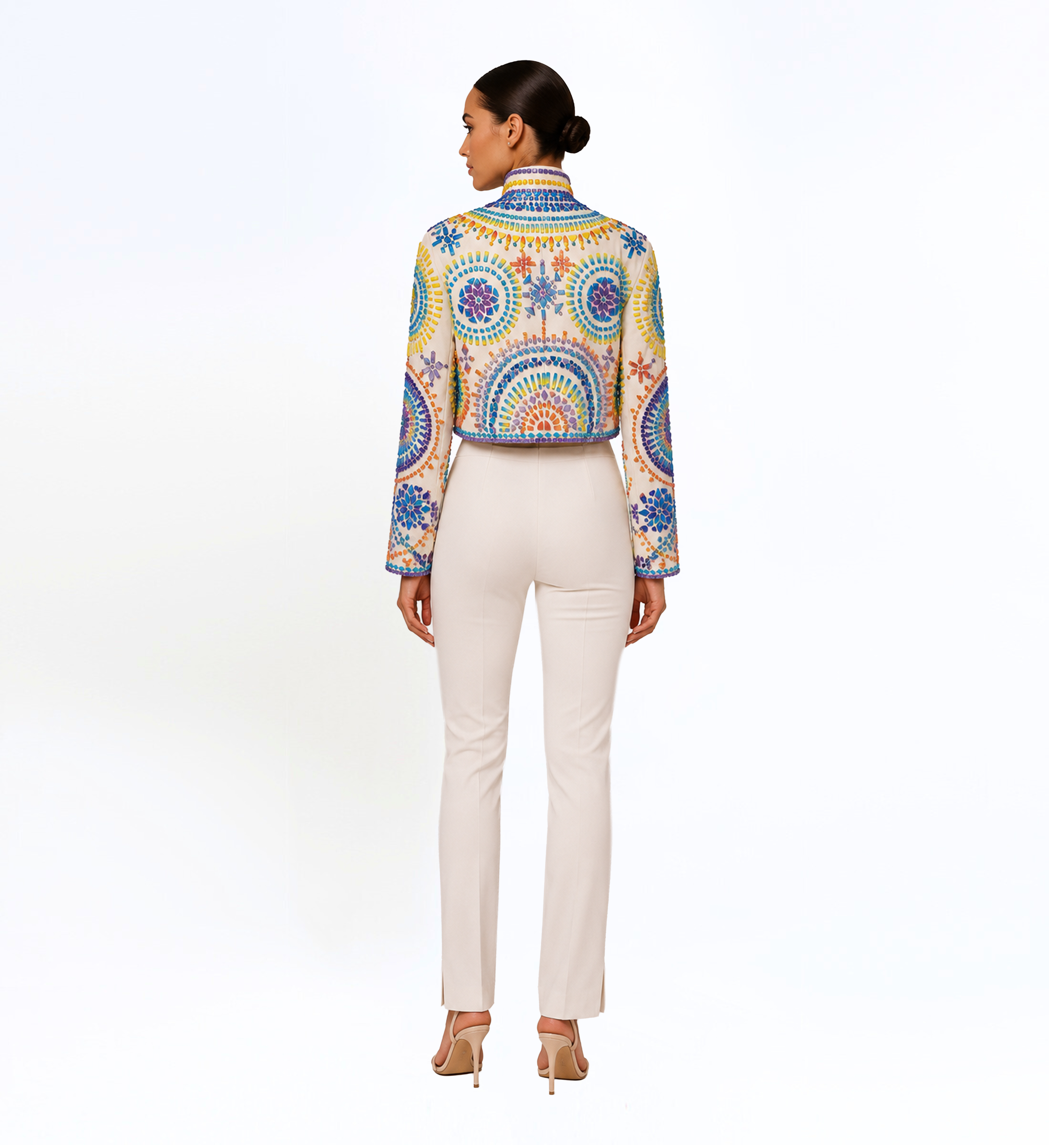ACRYLIC EMBELLISHED CROPPED JACKET