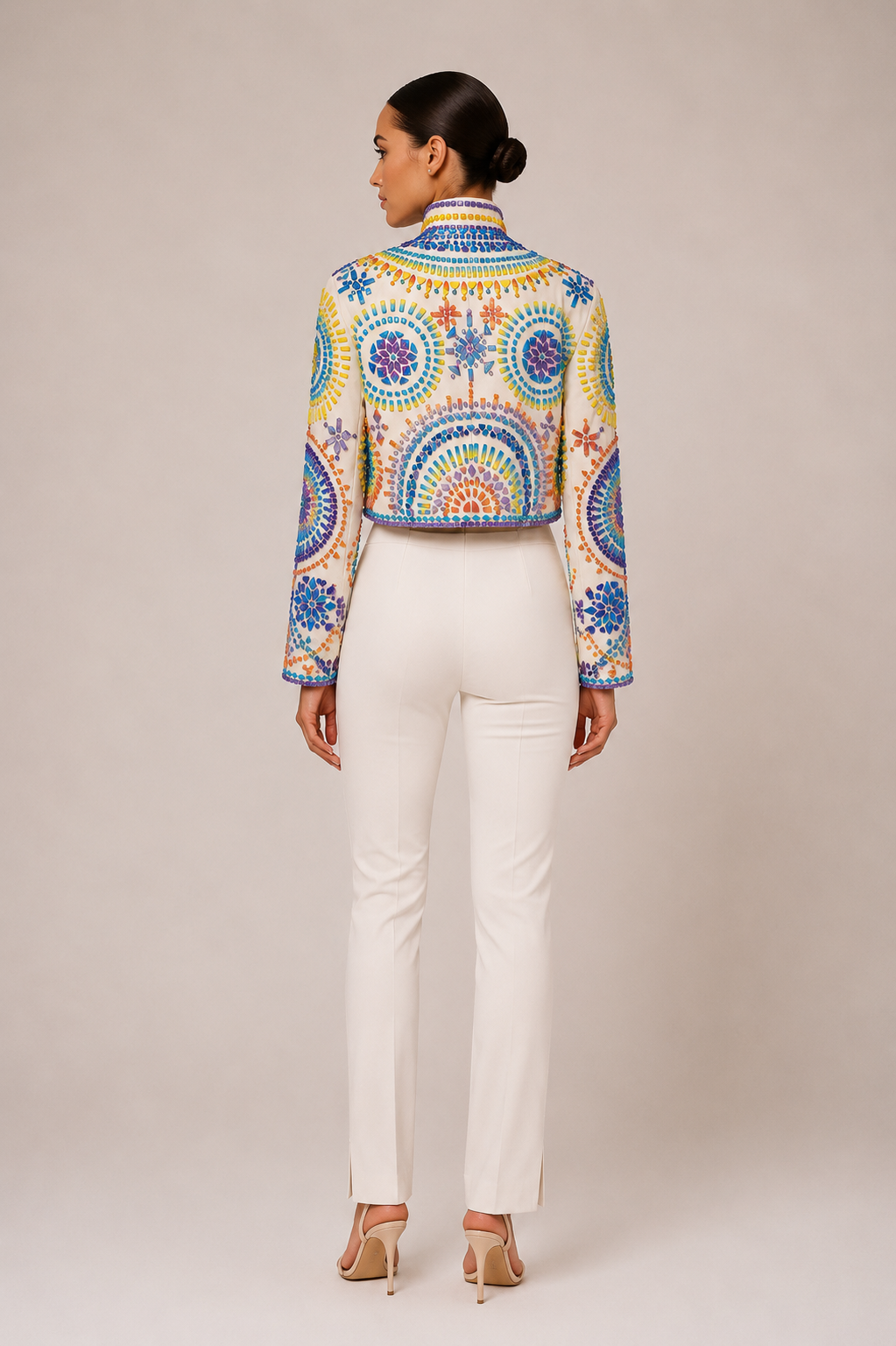 ACRYLIC EMBELLISHED CROPPED JACKET