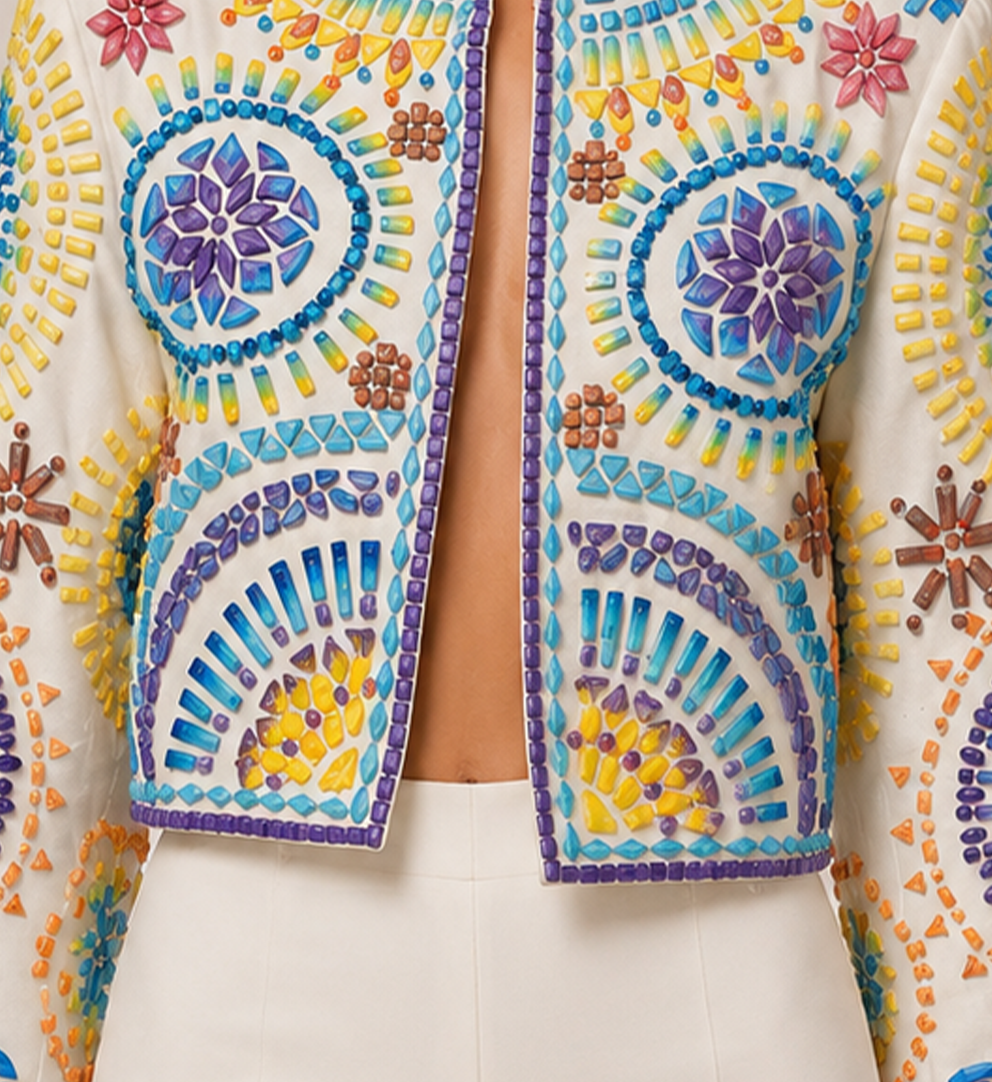 ACRYLIC EMBELLISHED CROPPED JACKET