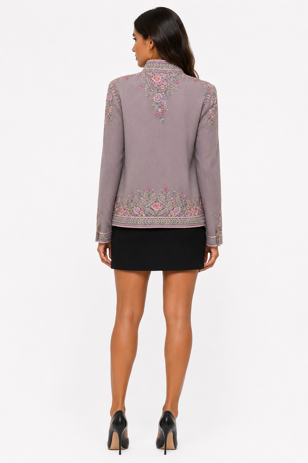 THREAD EMBROIDERED CROPPED JACKET