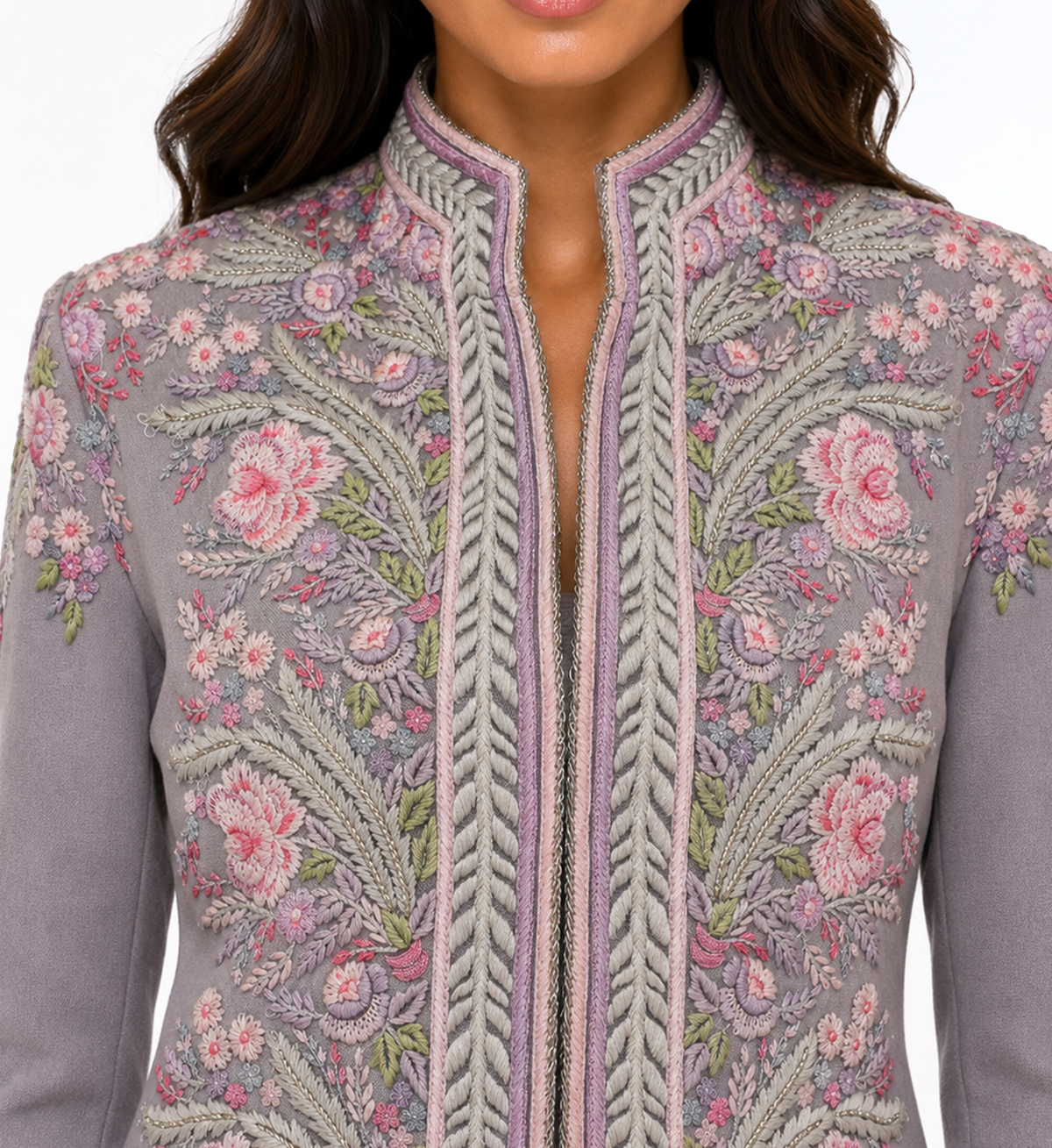 THREAD EMBROIDERED CROPPED JACKET