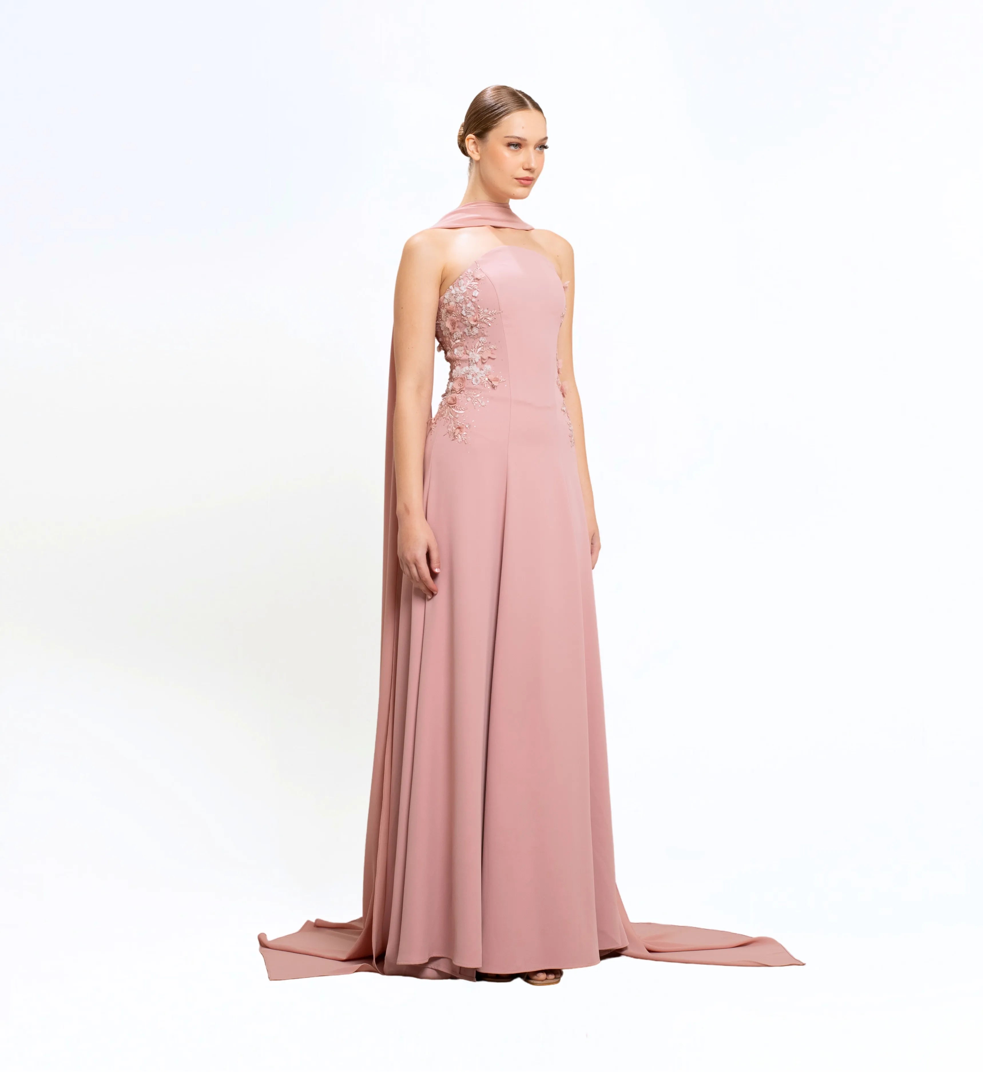 STRAPLESS EMBELLISHED LONG DRESS