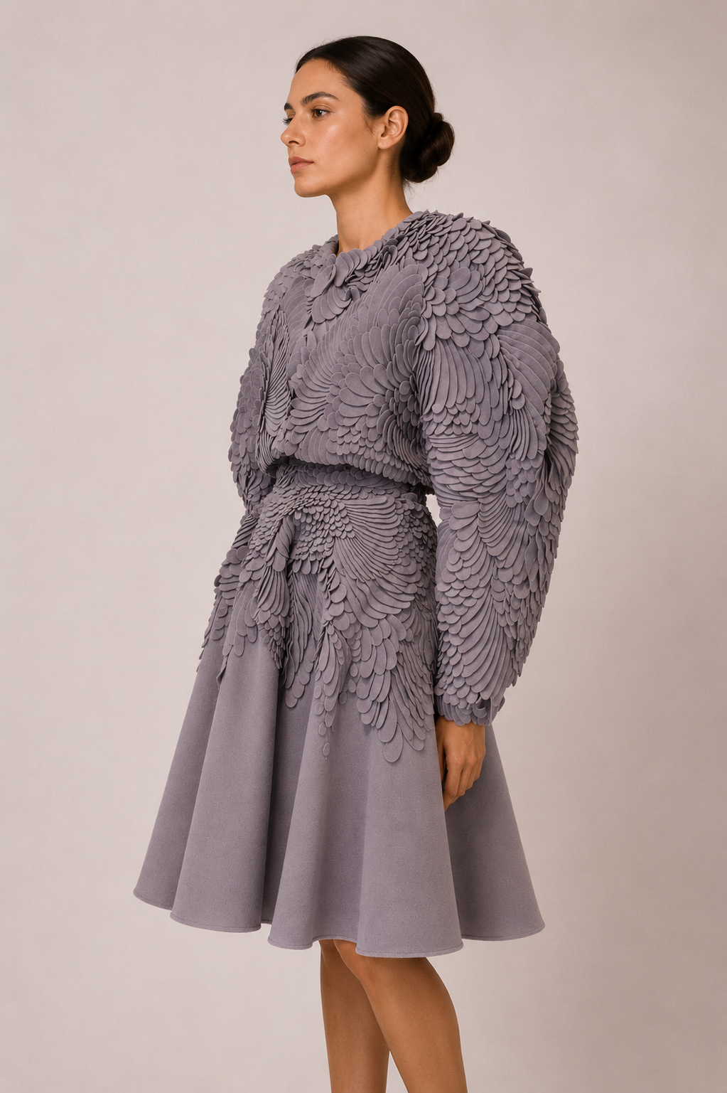 LASER CUT WOOL 3D APPLIQUÉ SKIRT SET