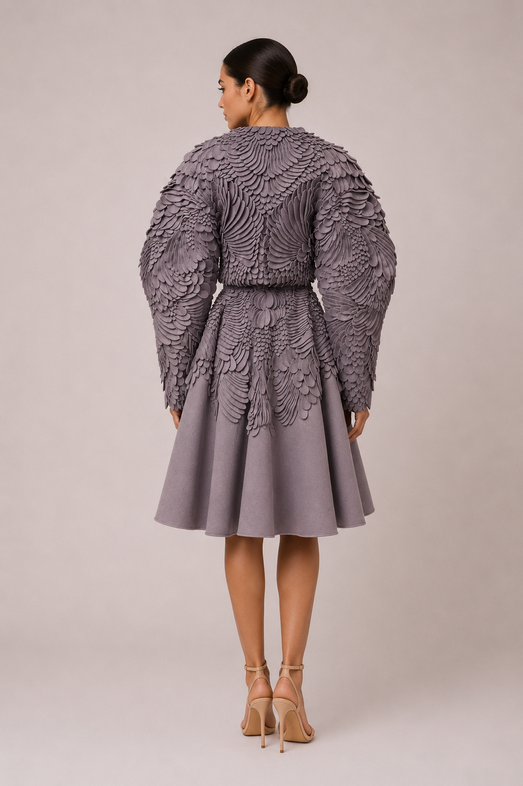 LASER CUT WOOL 3D APPLIQUÉ SKIRT SET