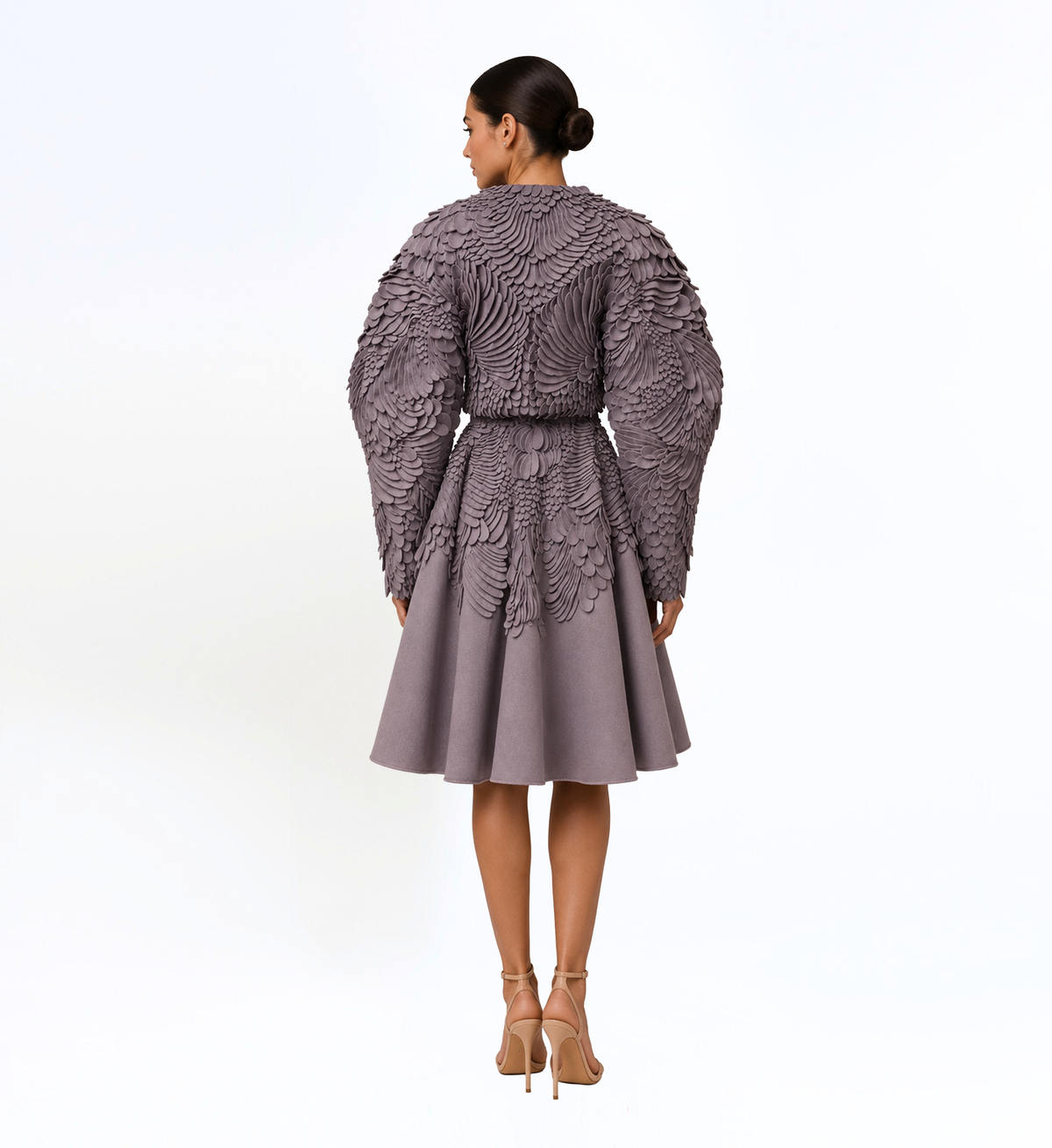LASER CUT WOOL 3D APPLIQU SKIRT SET
