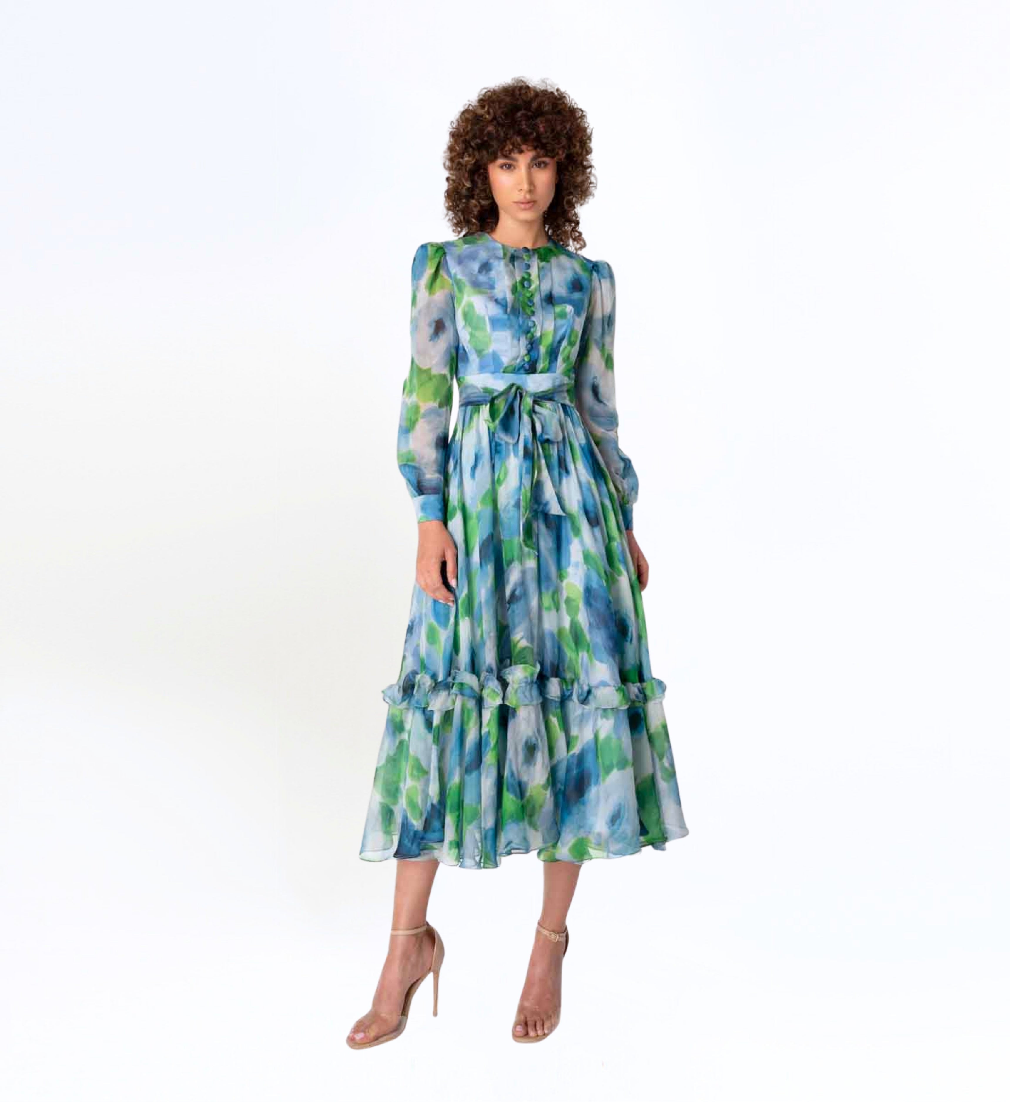 Soft Ruffled Long Sleeve Dress