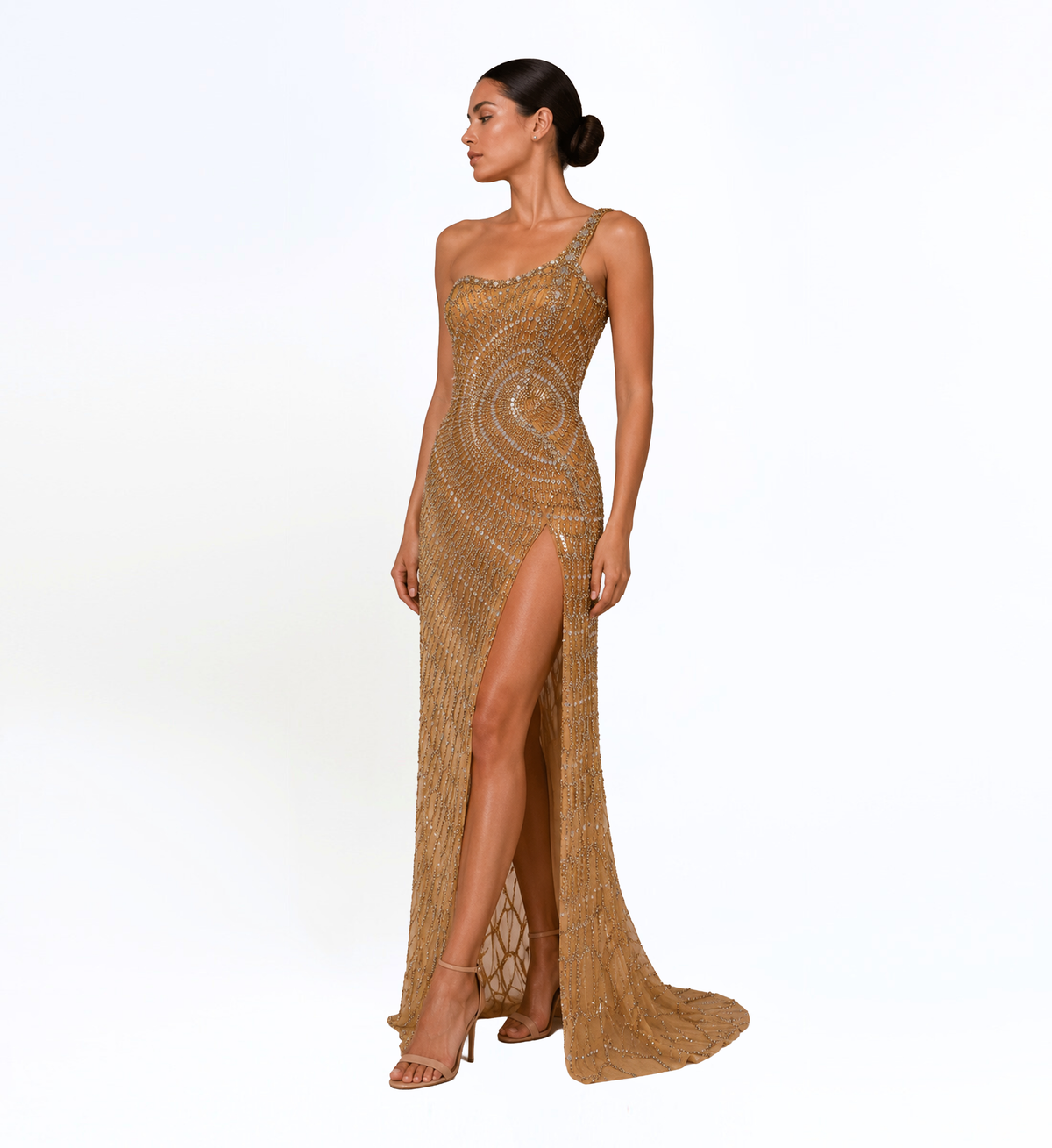 ASYMETRIC EMBELLISHED GOWN