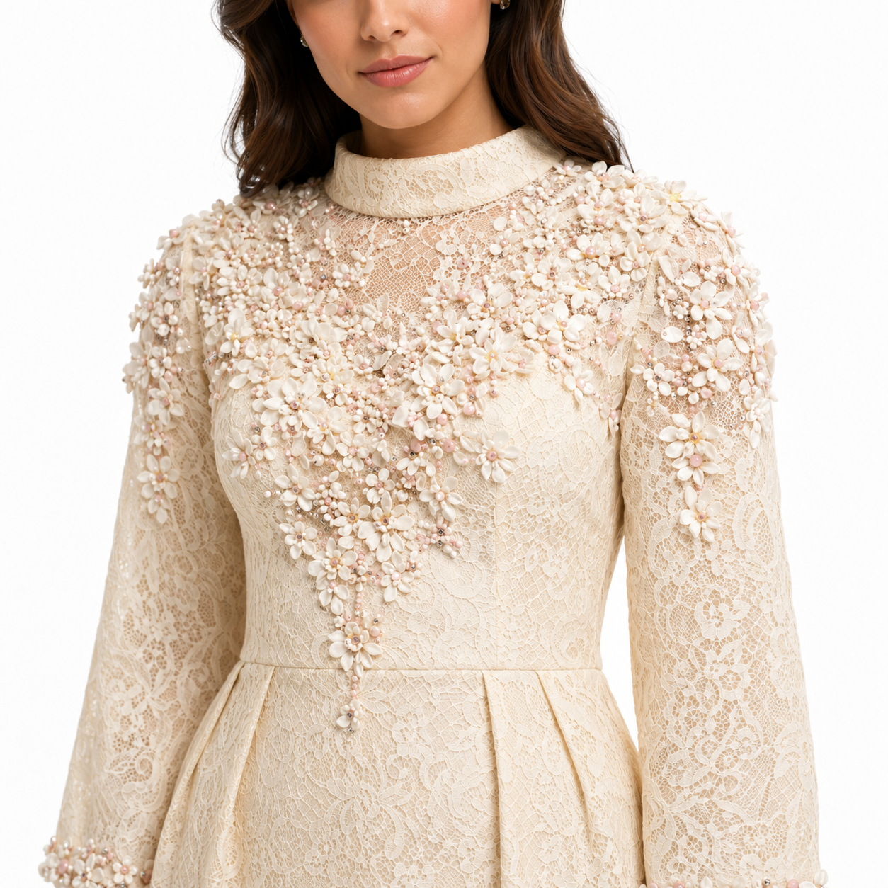 FLORAL LACE MIDI DRESS