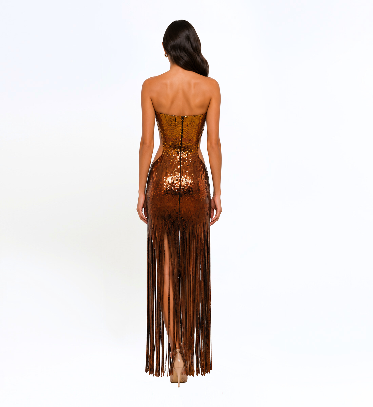 SEQUIN FRINGE GOWN