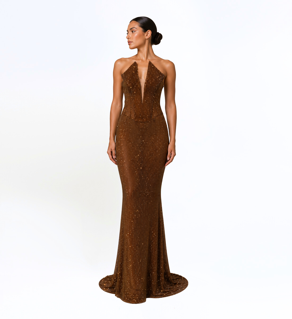 STRAPLESS EMBELLISHED GOWN