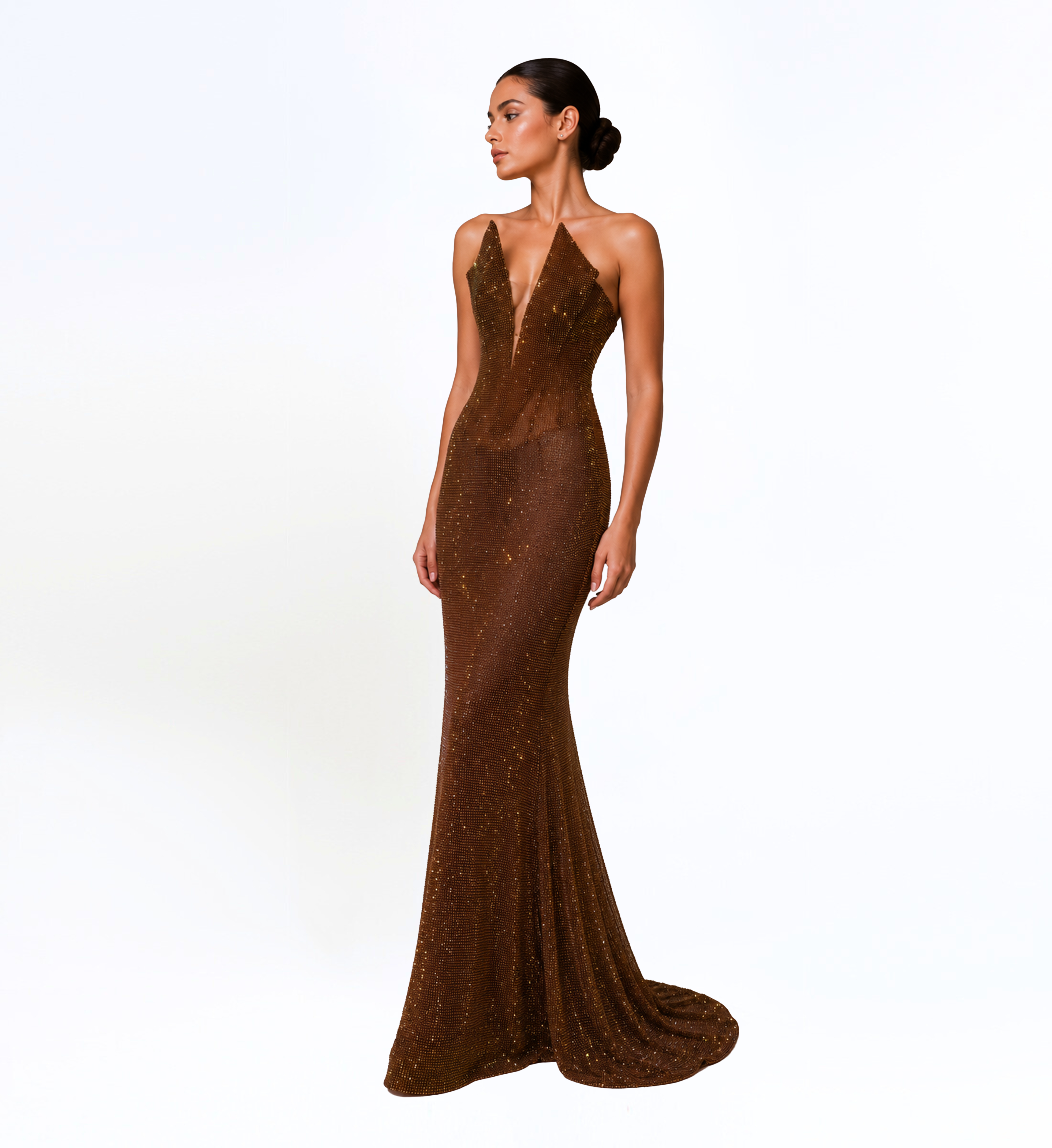 STRAPLESS EMBELLISHED GOWN