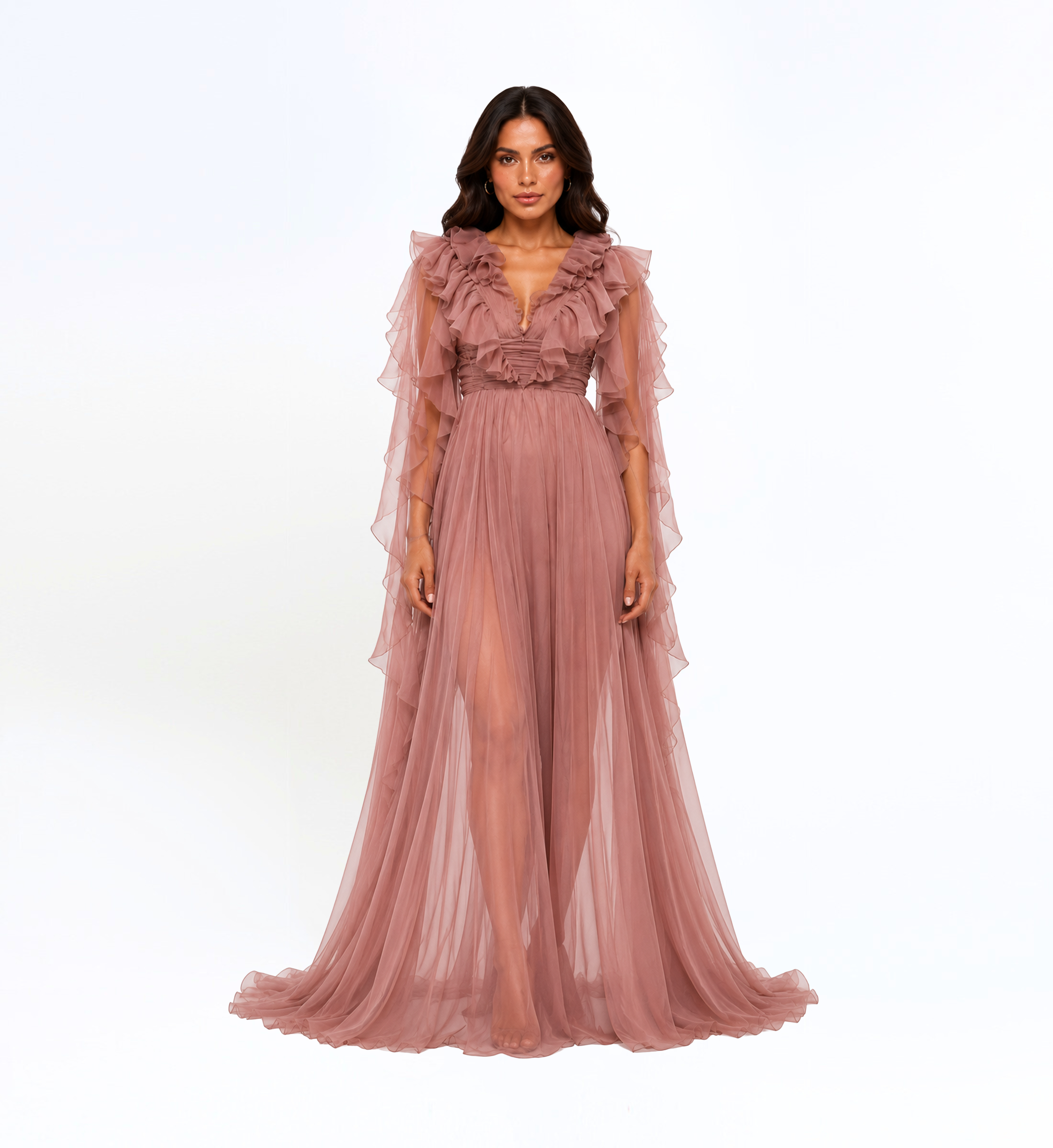 MULTI LAYER RUFFLE LONG DRESS