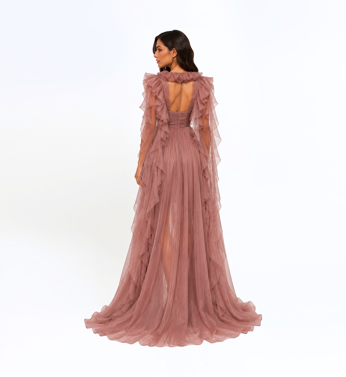 MULTI LAYER RUFFLE LONG DRESS
